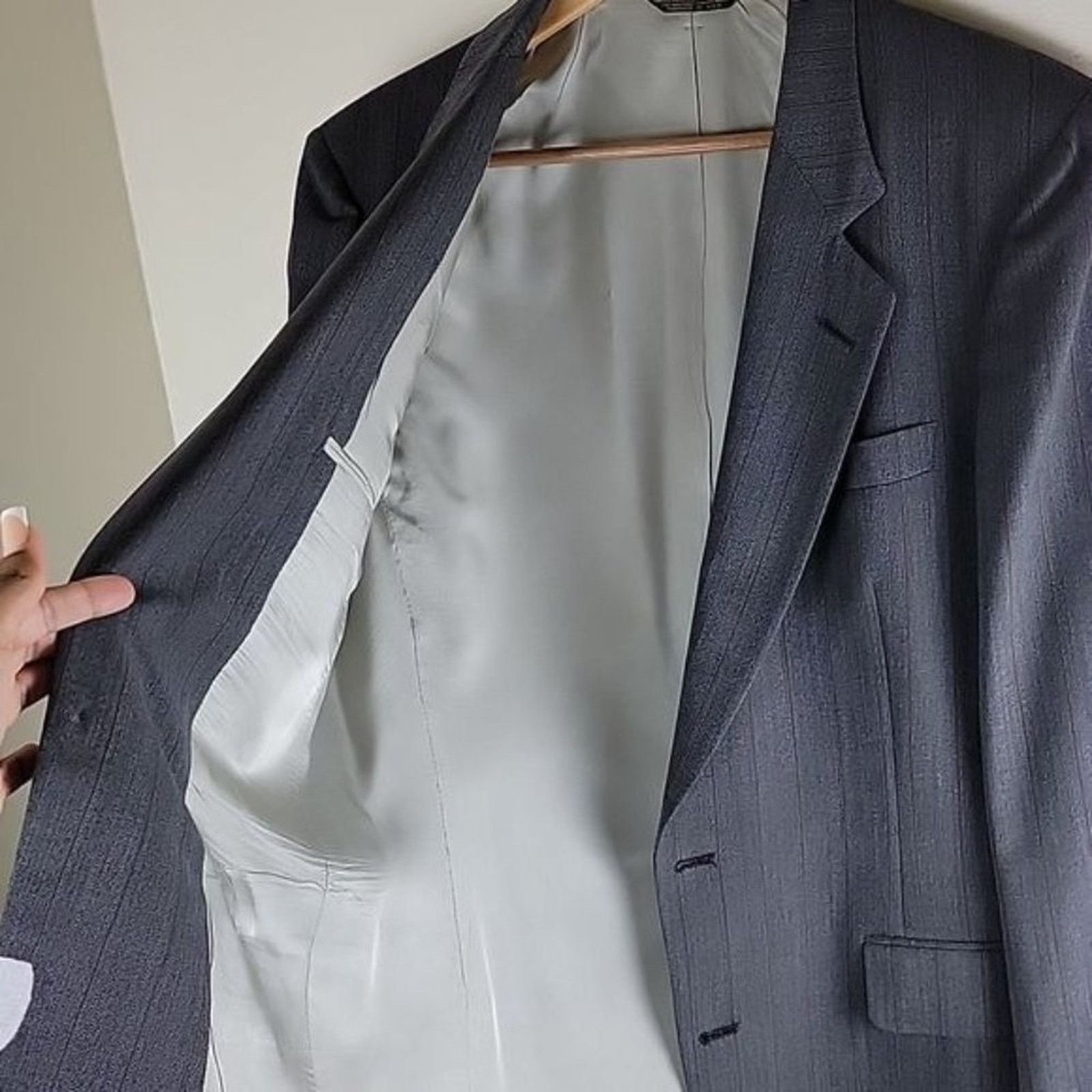 Pierre Cardin Pierre Cardin Men's Vintage Striped Suit Blazer Grey 38R Size 38R - 7 Thumbnail