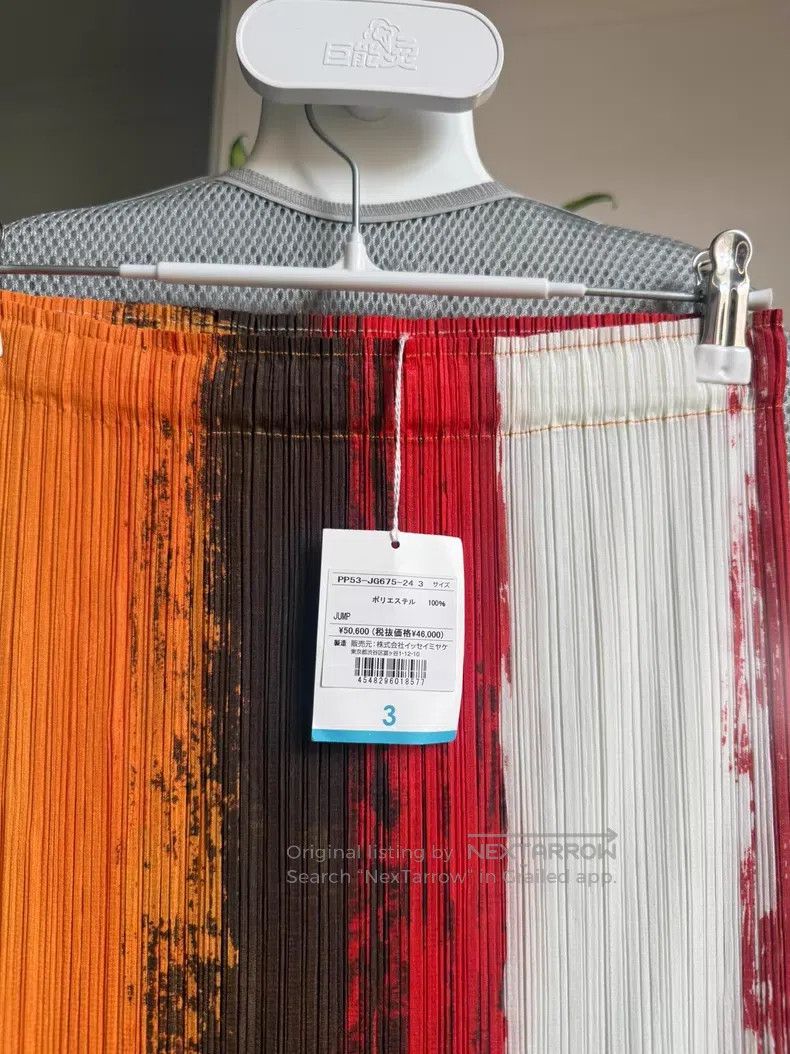 Issey Miyake Issey Miyake size:3 Oil Painting Red Orange Rendering Stri Size 31" - 2 Thumbnail