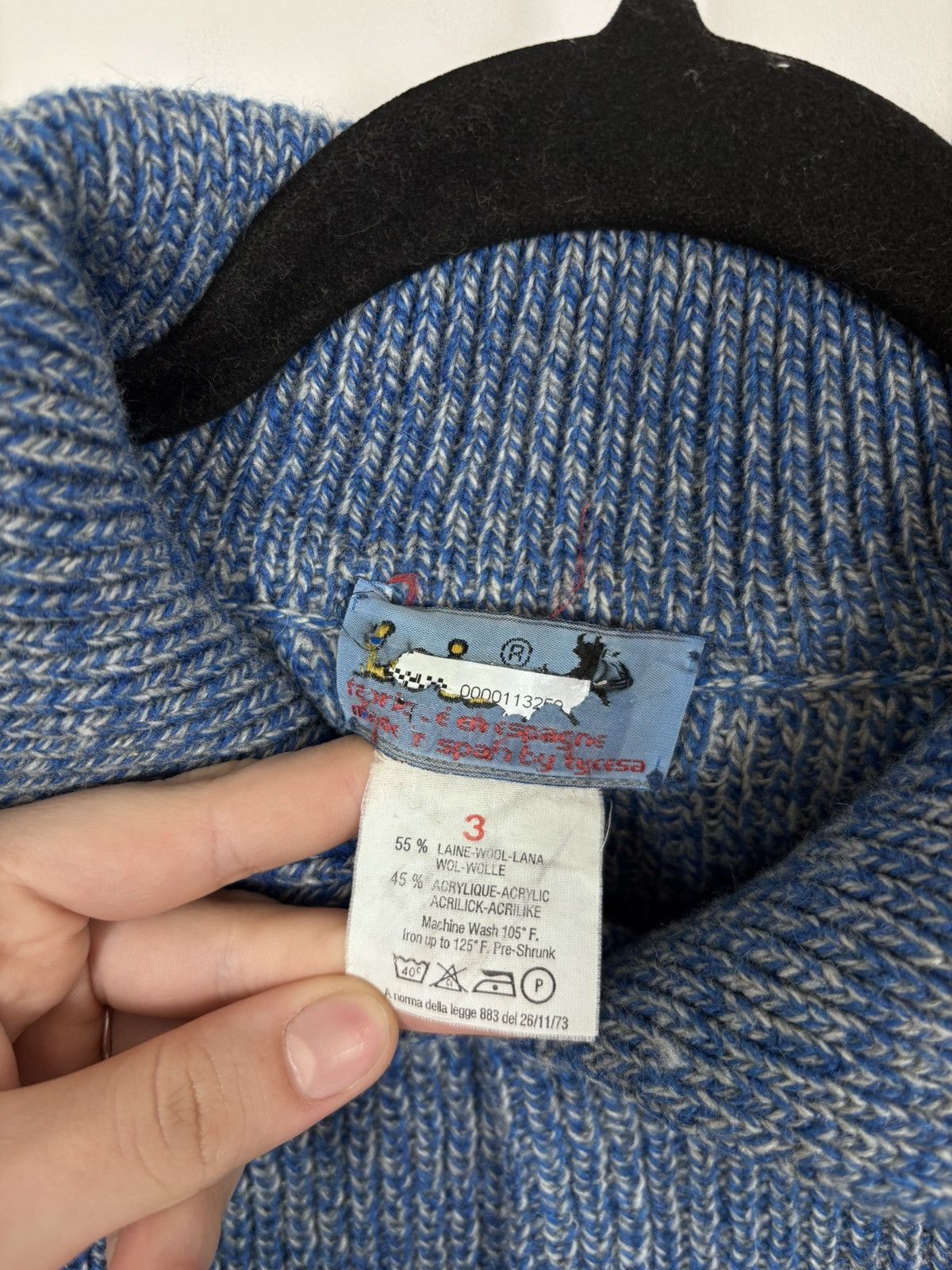 Vintage Vintage Tycesa Spanish Men’s Blue Collared Wool Knit Sweater Size US M / EU 48-50 / 2 - 12 Thumbnail