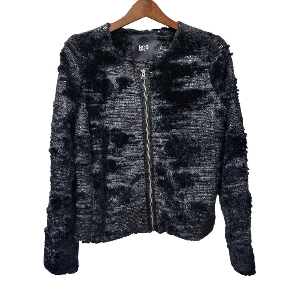Buffalo David Bitton BDB Buffalo David Bitton Womens Medium Black Faux Fur Sequin Size L / US 10 / IT 46 - 1 Thumbnail