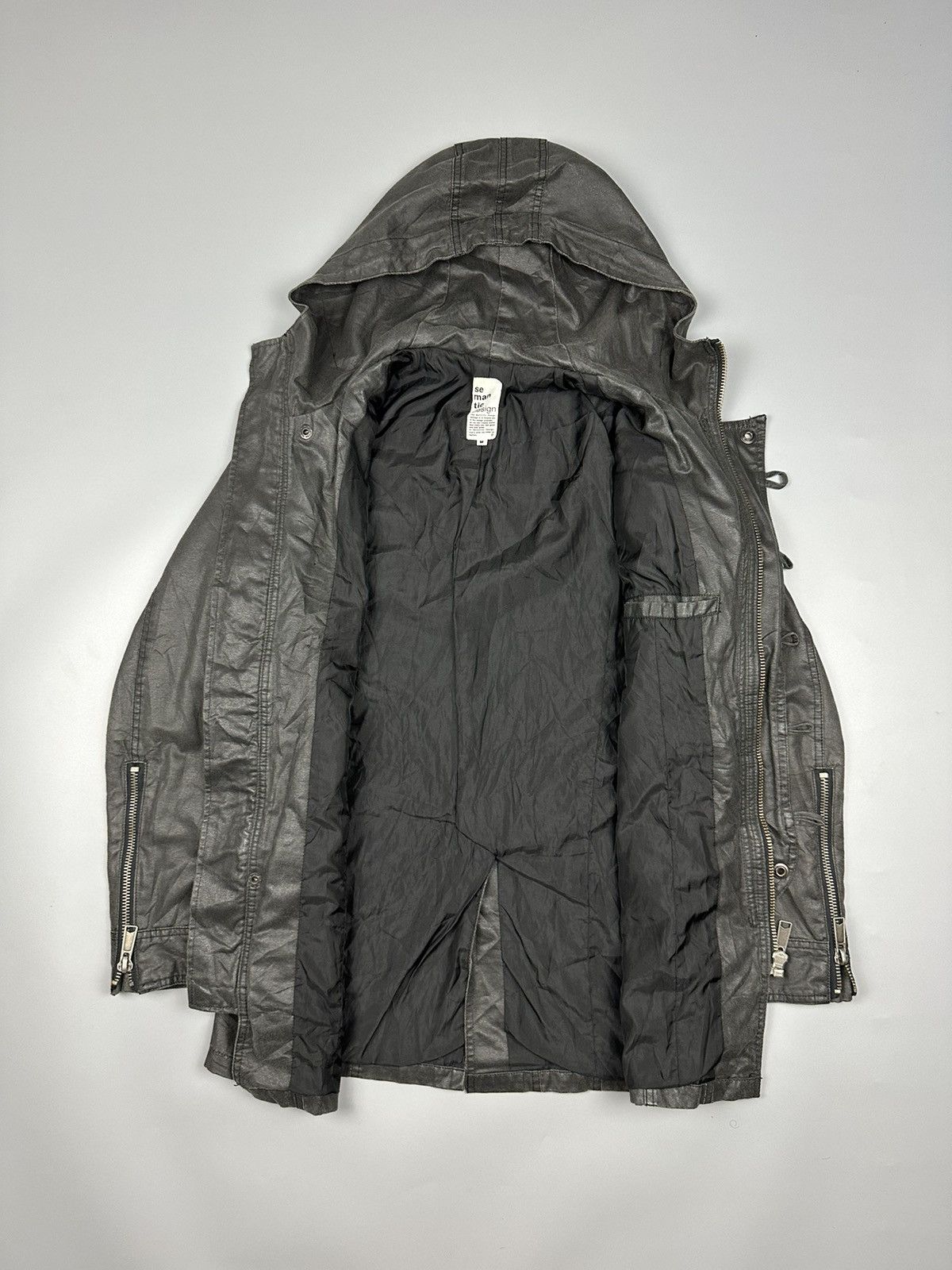 Seditionaries × semanticdesign Seditionaries Semantic Design Black Waxed Hooded Jacket Size US M / EU 48-50 / 2 - 7 Thumbnail