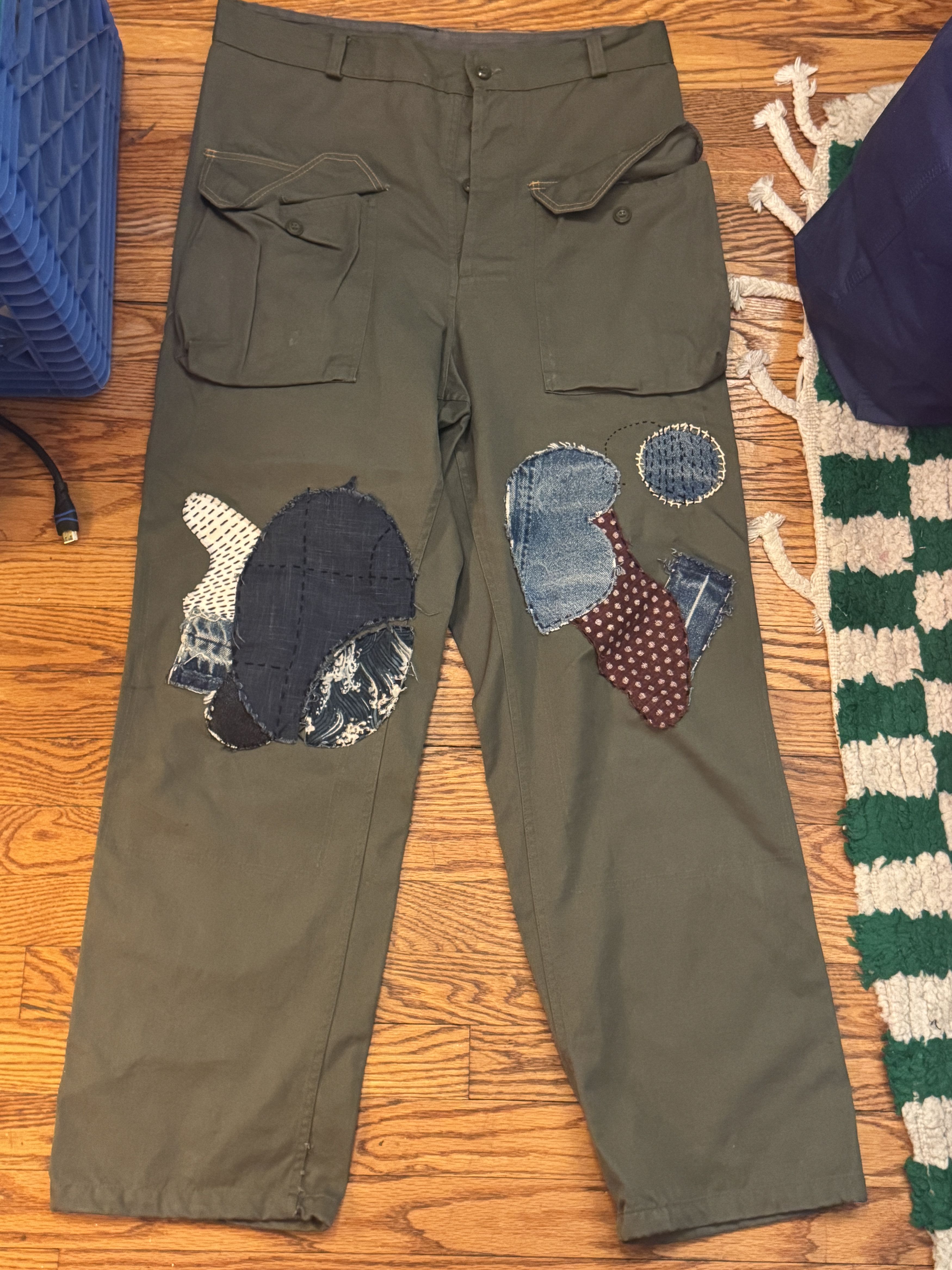 Other Vintage Military Pants - Boro Sashiko Stitch Altered Size US 33 - 1 Thumbnail