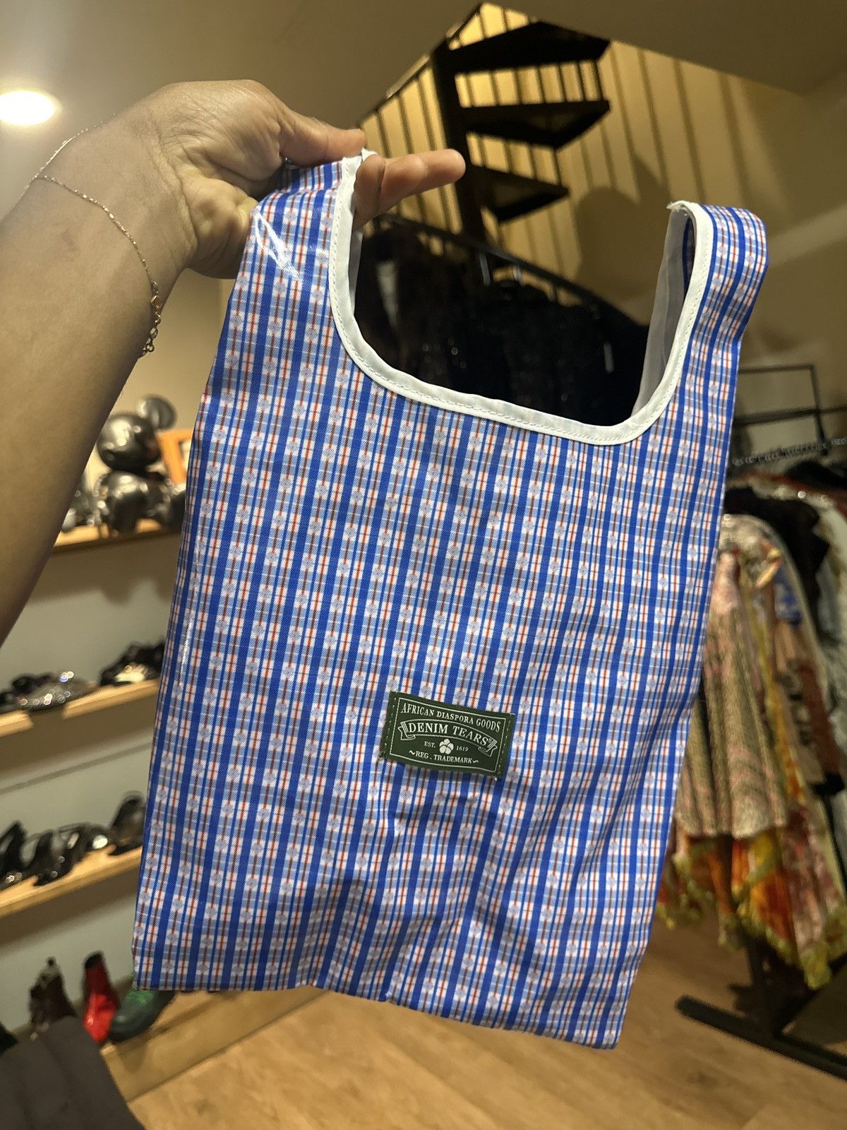DENIM TEARS Plaid logo tote bag Size ONE SIZE - 2 Thumbnail
