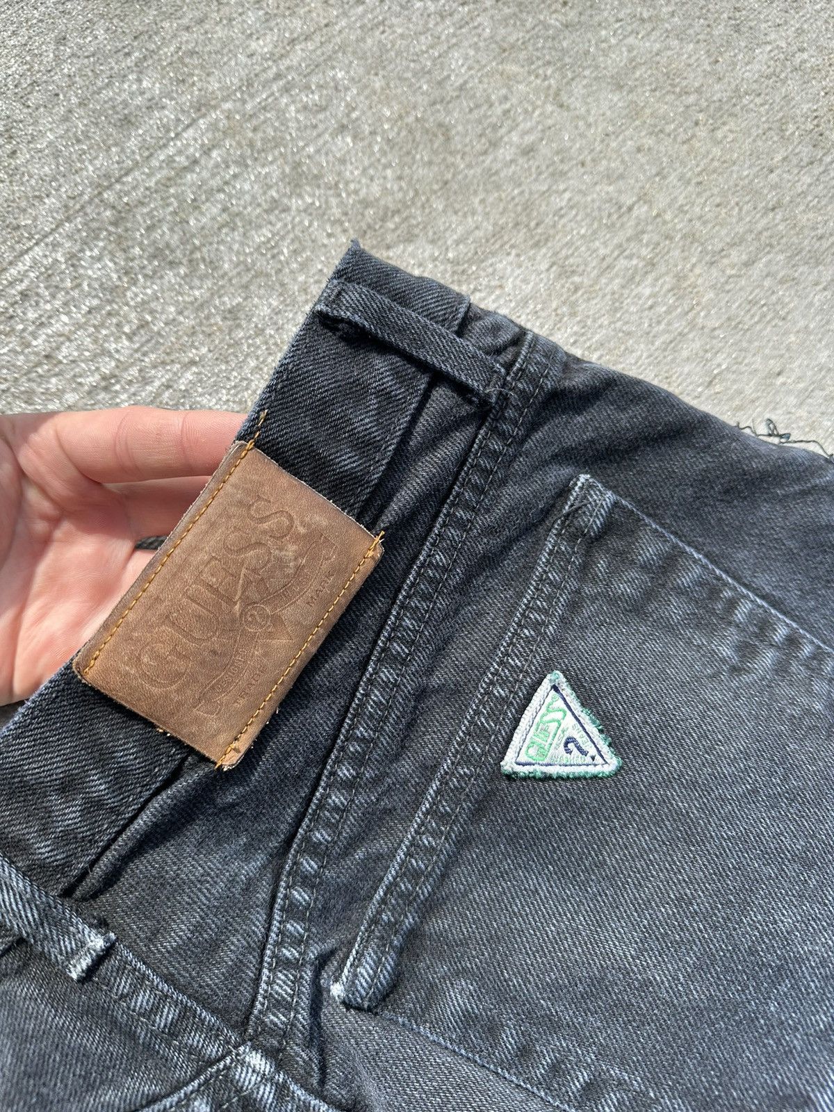 Guess × Vintage Guess 90s Custom Black Denim High Rise Jeans Made in USA Size 32" / US 10 / IT 46 - 9 Thumbnail