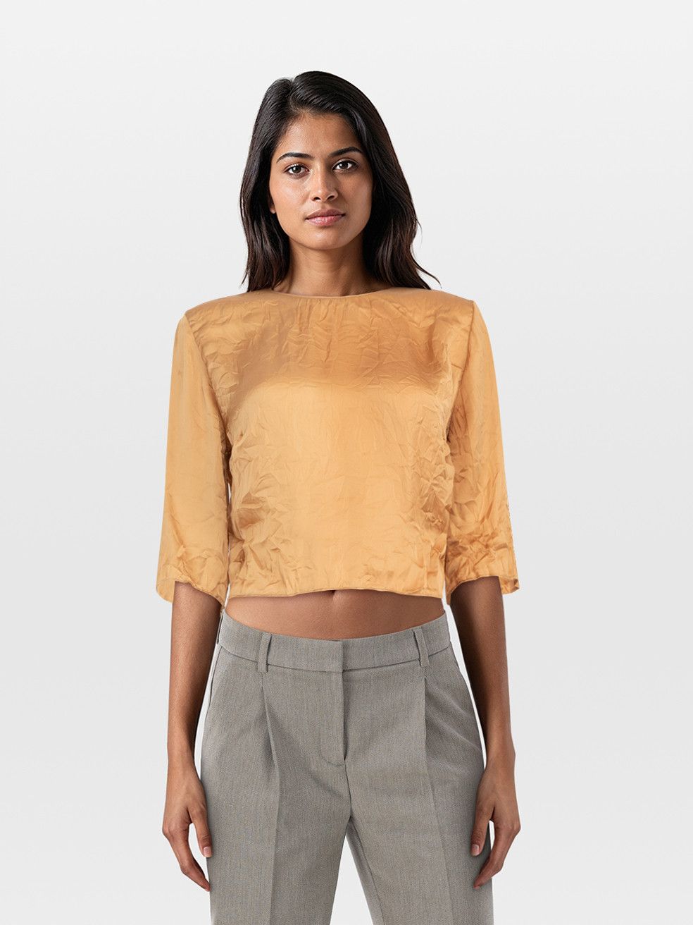 Versace Brown Cropped Mid Sleeve Top Size XS / US 0-2 / IT 36-38 - 1 Thumbnail