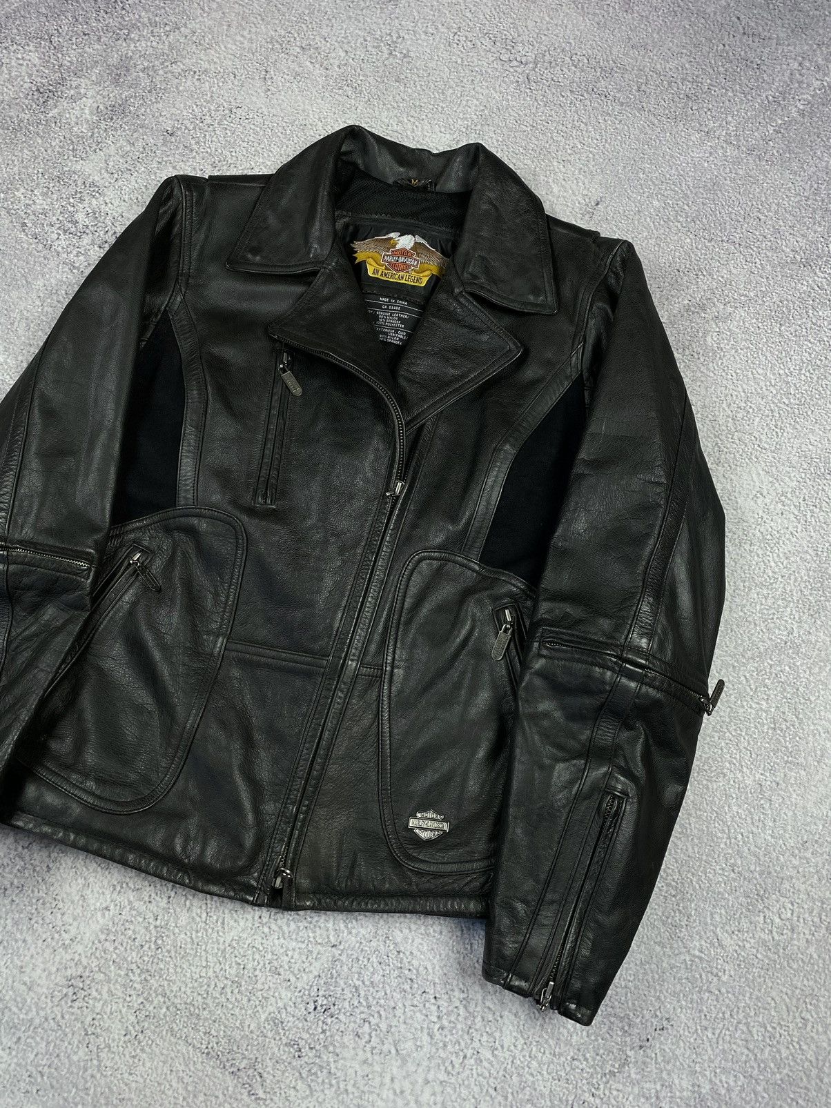 Harley Davidson × Vintage Harley Davidson Motorcycle Biker Black Leather Jacket Size M / US 6-8 / IT 42-44 - 18 Thumbnail