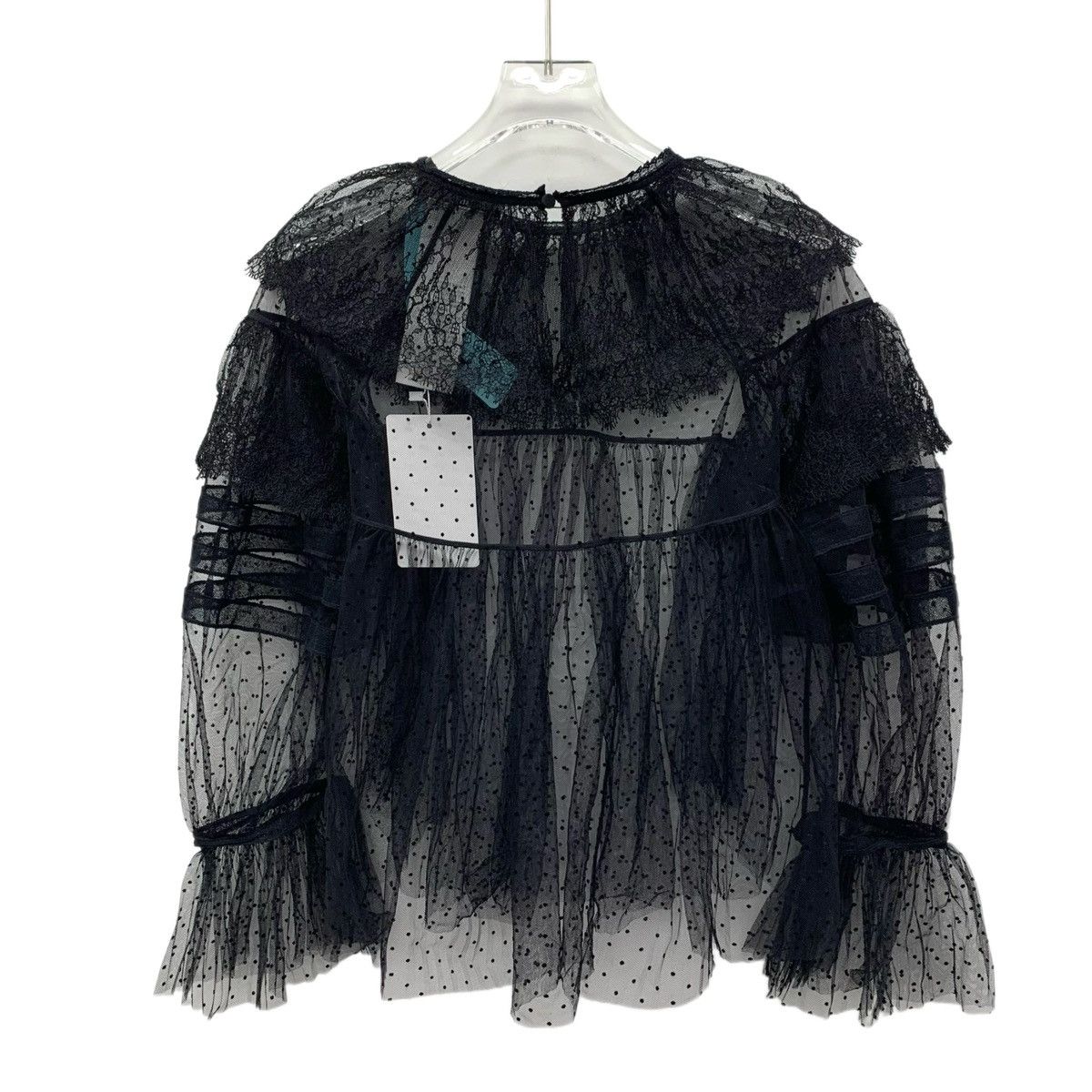 Dior Dior Black Polka Dot Mulberry Silk Round Collar Mesh Shirt Size XS / US 0-2 / IT 36-38 - 2 Thumbnail
