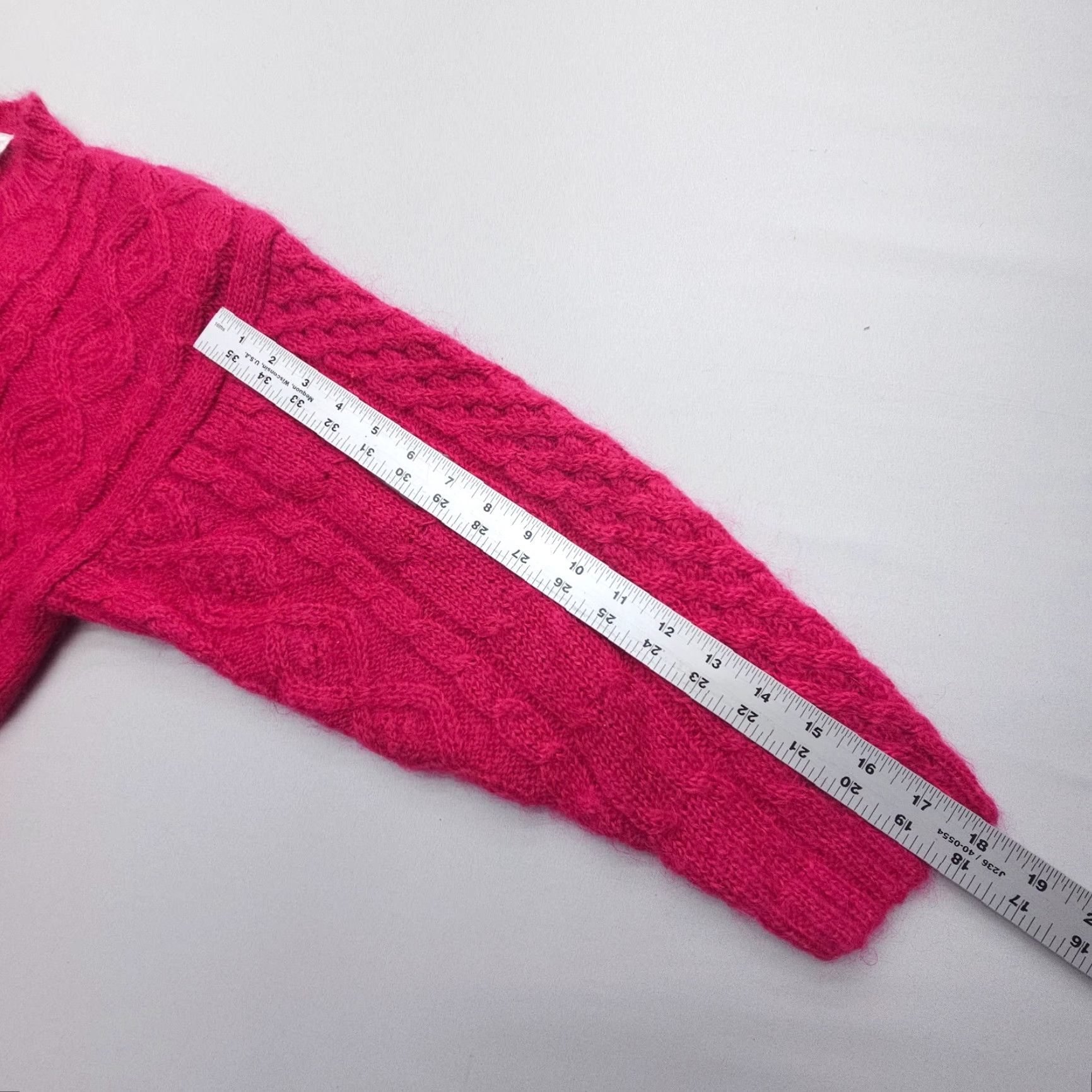 Vintage VINTAGE Paris Sport Club Mohair Blend Cable Knit Sweater Womens Large Pink Mohair Cable-Knit Pullover Winter Fall Spring Mock Neck Skirt? Size L / US 10 / IT 46 - 7 Thumbnail