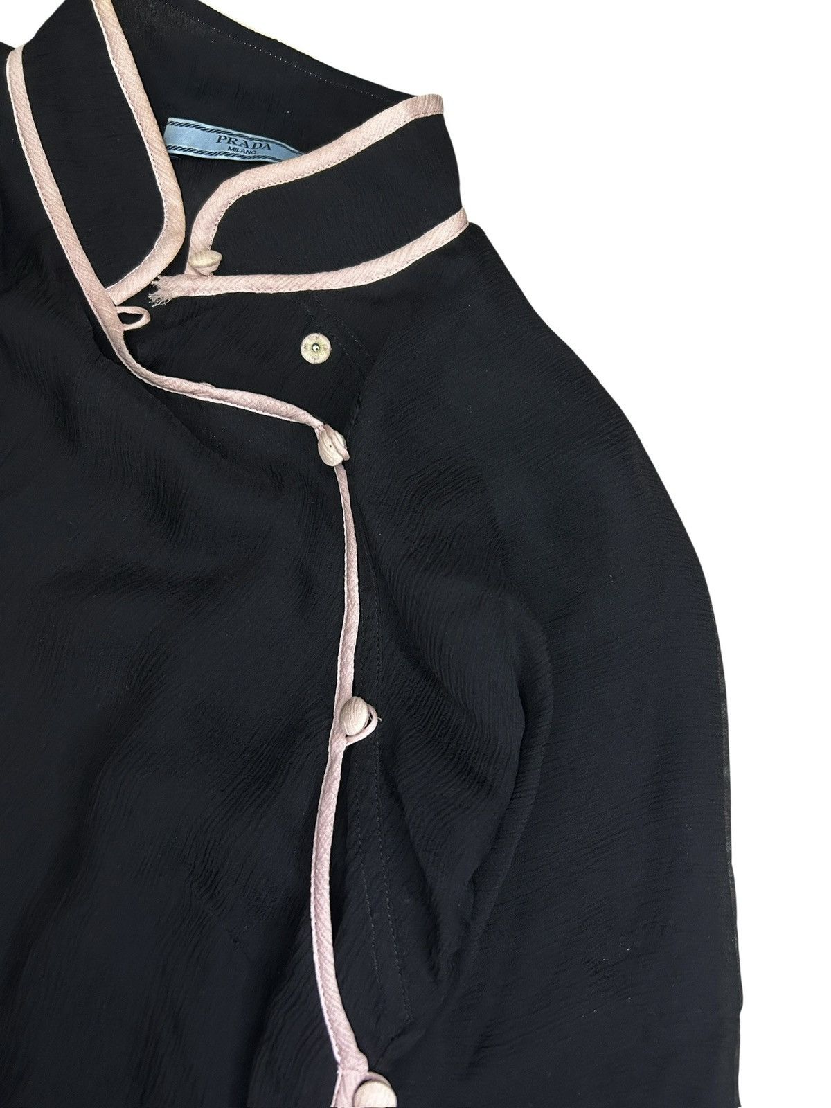 Prada S/S 17 Feather Trim Silk Top Size M / US 6-8 / IT 42-44 - 8 Thumbnail