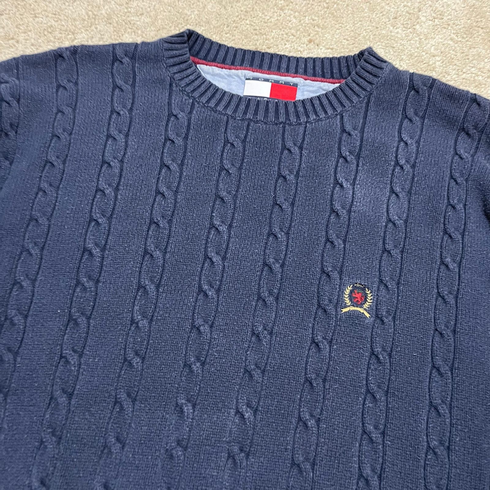 Tommy Hilfiger Vintage Tommy Hilfiger Cable Knit Navy Blue Sweater Large Size US L / EU 52-54 / 3 - 3 Thumbnail