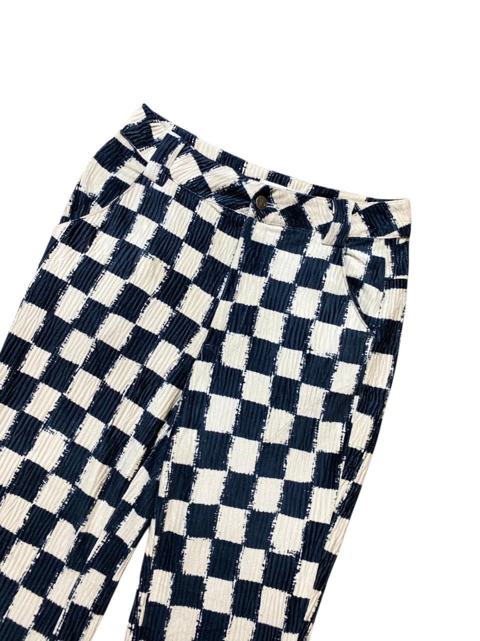 Beauty Beast 2000s Grace&Chili Checkerboard Corduroy Flared Pants Y2K Size US 27 - 2 Thumbnail
