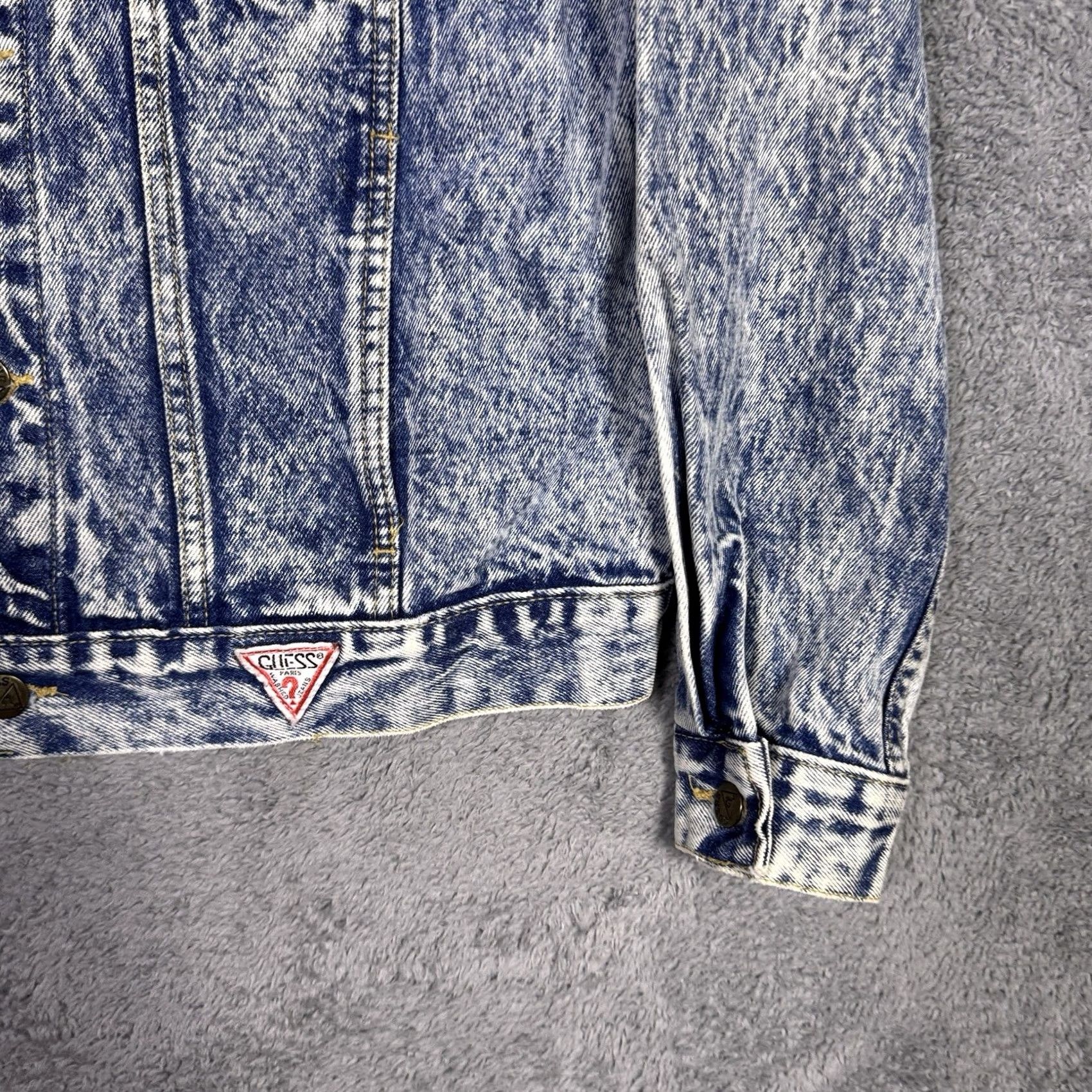 Guess VINTAGE GUESS Jacket Men M USA Made Acid 90s Denim Trucker George Marciano Size US M / EU 48-50 / 2 - 3 Thumbnail