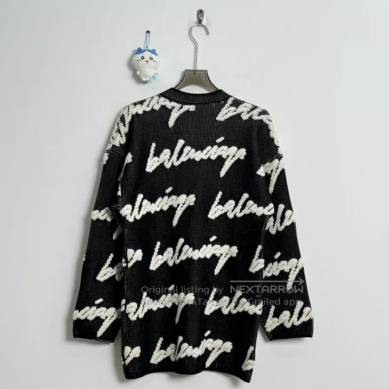 Balenciaga Balenciaga Black and White Bullet Rain Logo Knitwear XS Size US XS / EU 42 / 0 - 2 Thumbnail