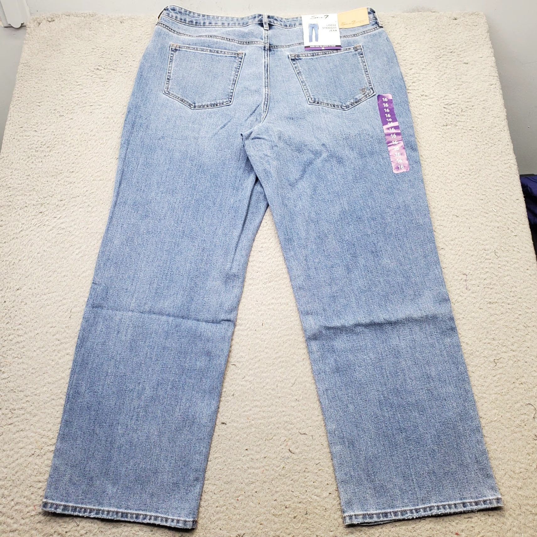 Vintage Seven7 Jeans Womens 16 Blue Denim Fitted High Rise Straight Leg Waist 38 Inseam 31 In Vintage No Size 38" / US 16 / IT 52 - 2 Thumbnail