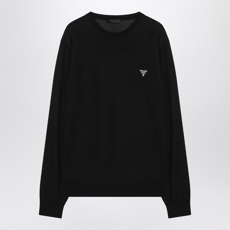 Prada Prada Black Wool Sweater With Logo Size US L / EU 52-54 / 3 - 1 Thumbnail