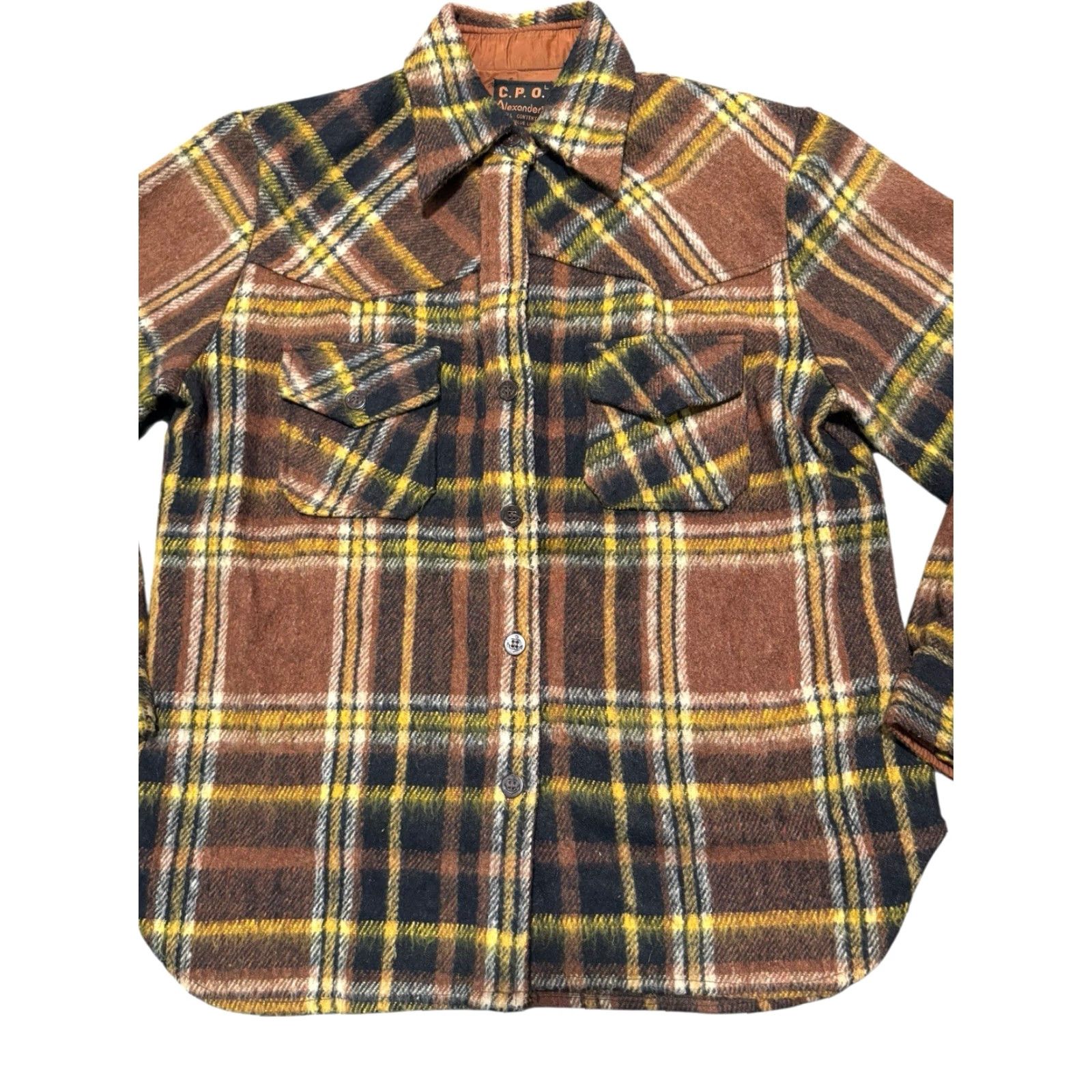 Vintage VGT 70s Alexander's CPO Shirt Jacket Mens L Plaid Wool Linen Blend Anchor Button Shirt Jacket Size US L / EU 52-54 / 3 - 6 Thumbnail