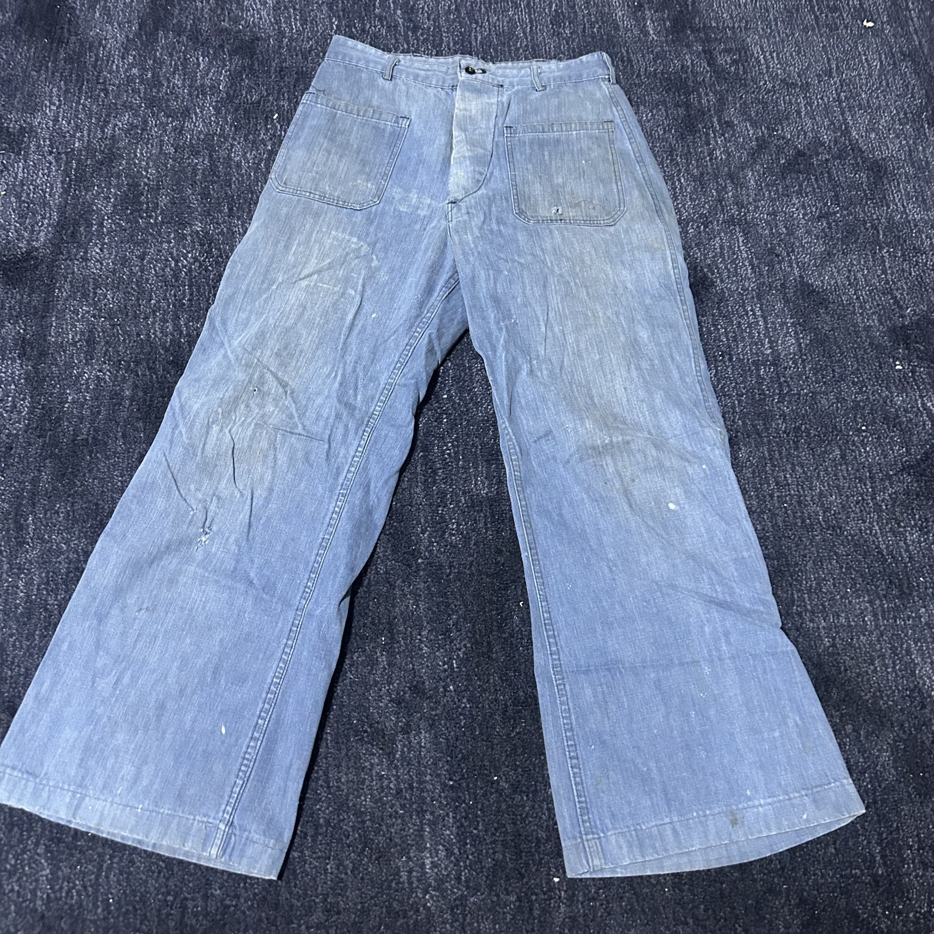 Vintage 50s Blue Seafarer Selvedge Navy Bell Bottom Jeans