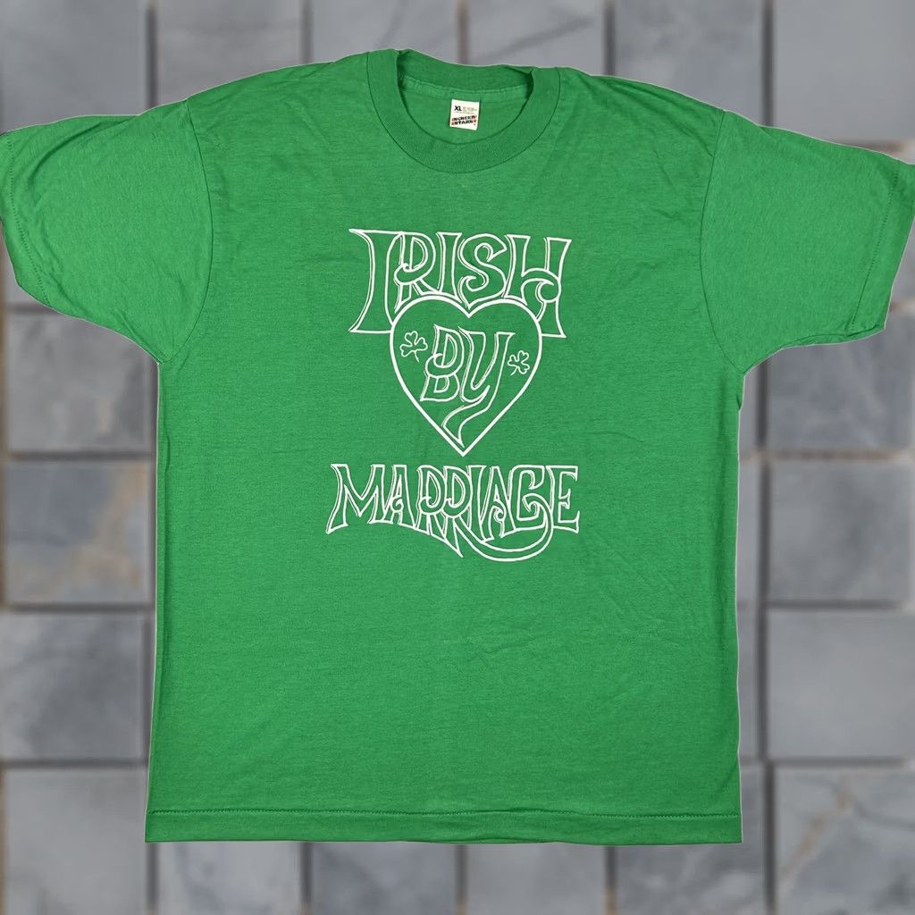Vintage VINTAGE Irish by Marriage T-Shirt L Men's Green 80s St. Patrick’s Day Screen Stars Short Sleeve Cotton Blend Shirt Mens Size US L / EU 52-54 / 3 - 1 Thumbnail