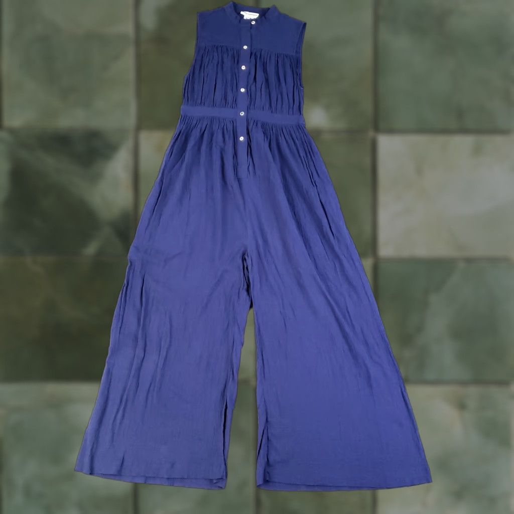Mara Hoffman Mara Hoffman Swim Jumpsuit Womens Small Blue Organic Cotton Sleeveless Wide Leg Beach Bohemian Size 28" / US 6 / IT 42 - 1 Thumbnail