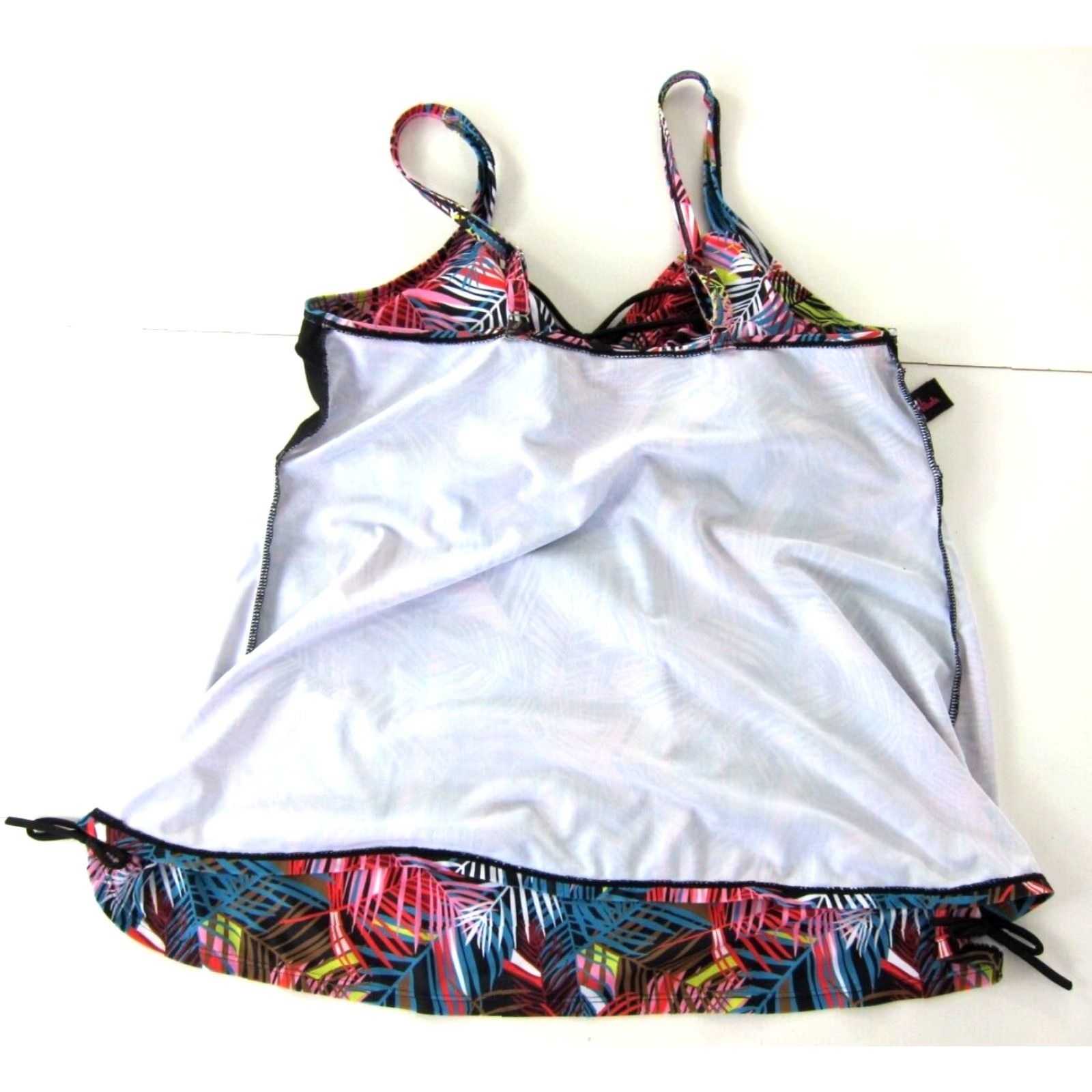 Vintage Hanna Nikole Pink Blue Green Floral Built In Bra Swimsuit Tankini Top Women 18 Size XXL / US 16-18 / IT 52-54 - 5 Thumbnail