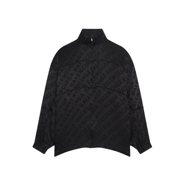 Balenciaga o1in1g1024 Large Allover Logo Fluid Zip- Up Jacket in Black Size XS / US 0-2 / IT 36-38 - 1 Thumbnail