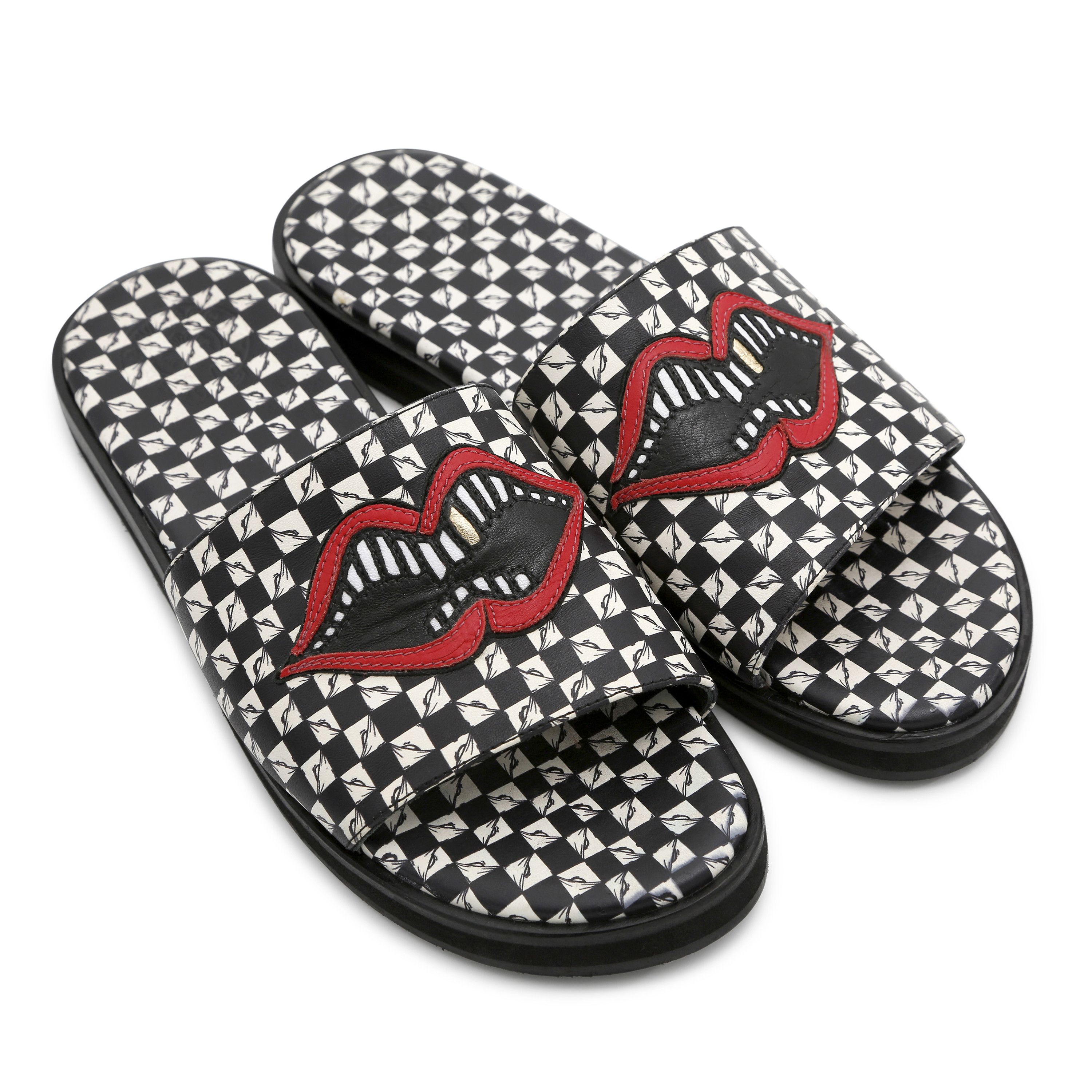 Chrome Hearts Matty Boy Chomper Slides Checkered w Red Lip Size US 10 / EU 43 - 1 Thumbnail