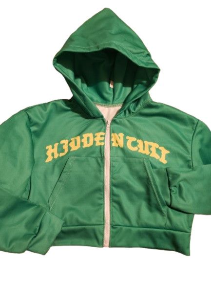 Other GREEN CROP HOODIE TRACK TOP SAYS "HIDDENCULT" ACROSS CHEST L Size L / US 10 / IT 46 - 1 Thumbnail