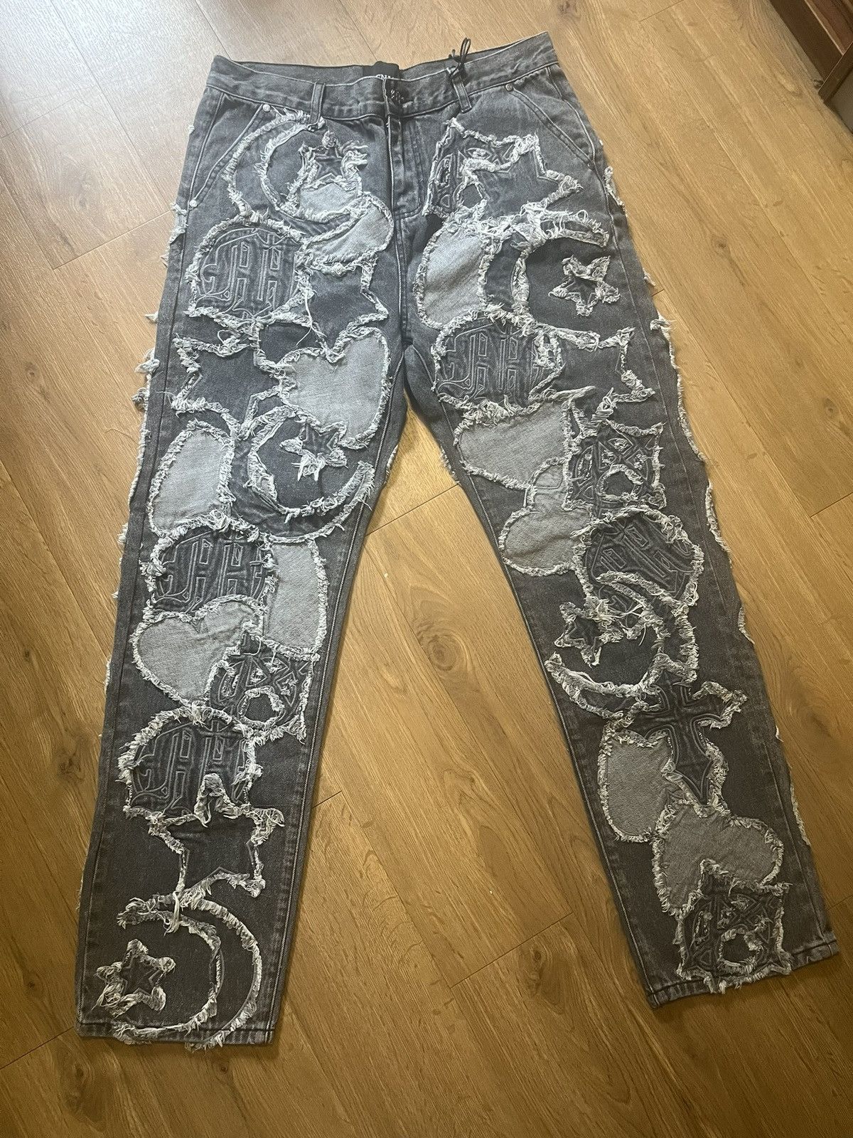Menace Menace Los Angeles Iconography Denim Patchwork Jeans Size US 34 / EU 50 - 2 Thumbnail