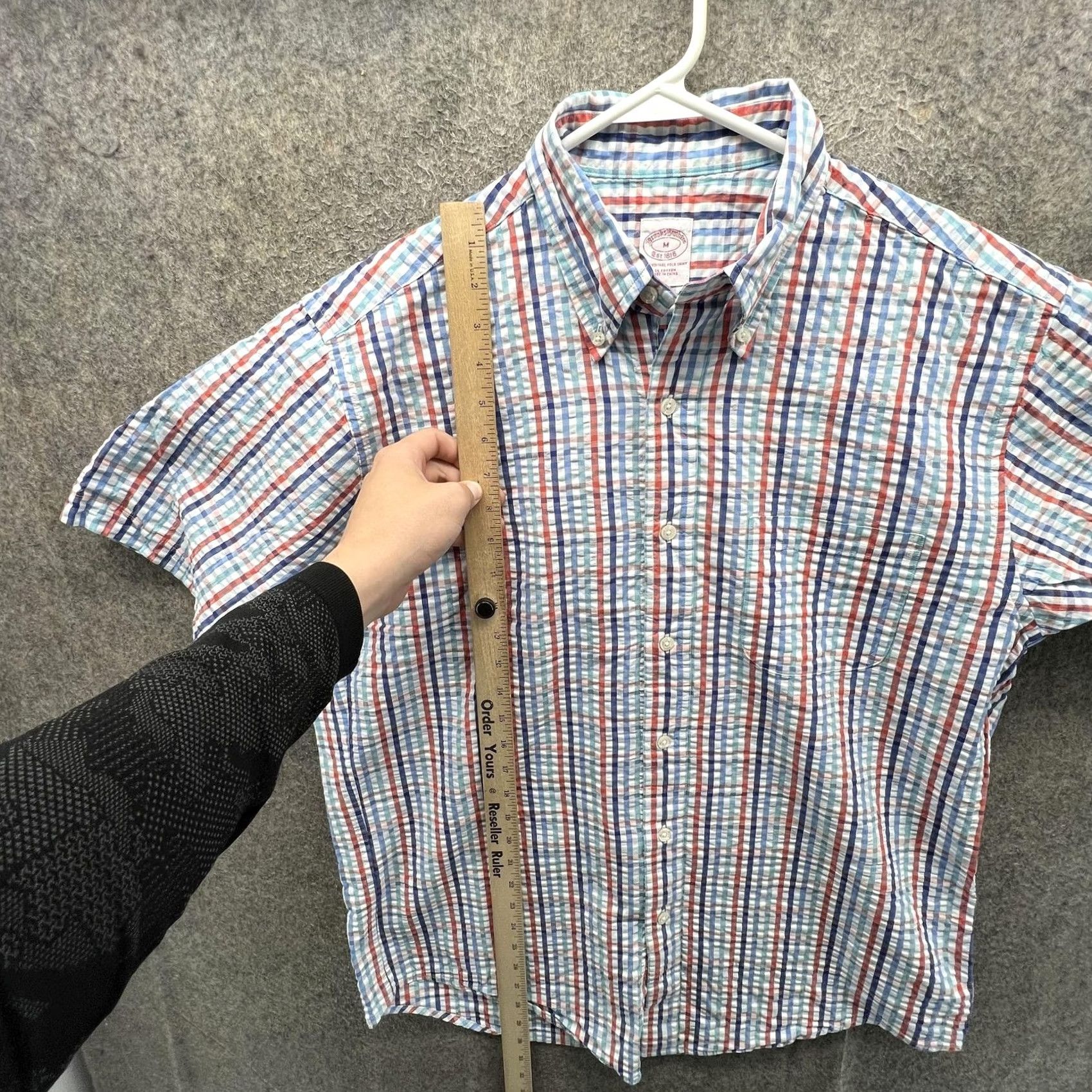 Brooks Brothers Brooks Brothers Shirt Mens M Short Sleeve Plaid Button Front Seersucker Lightweight Cotton Casual Summer Multicolor Womens? Size US M / EU 48-50 / 2 - 5 Thumbnail