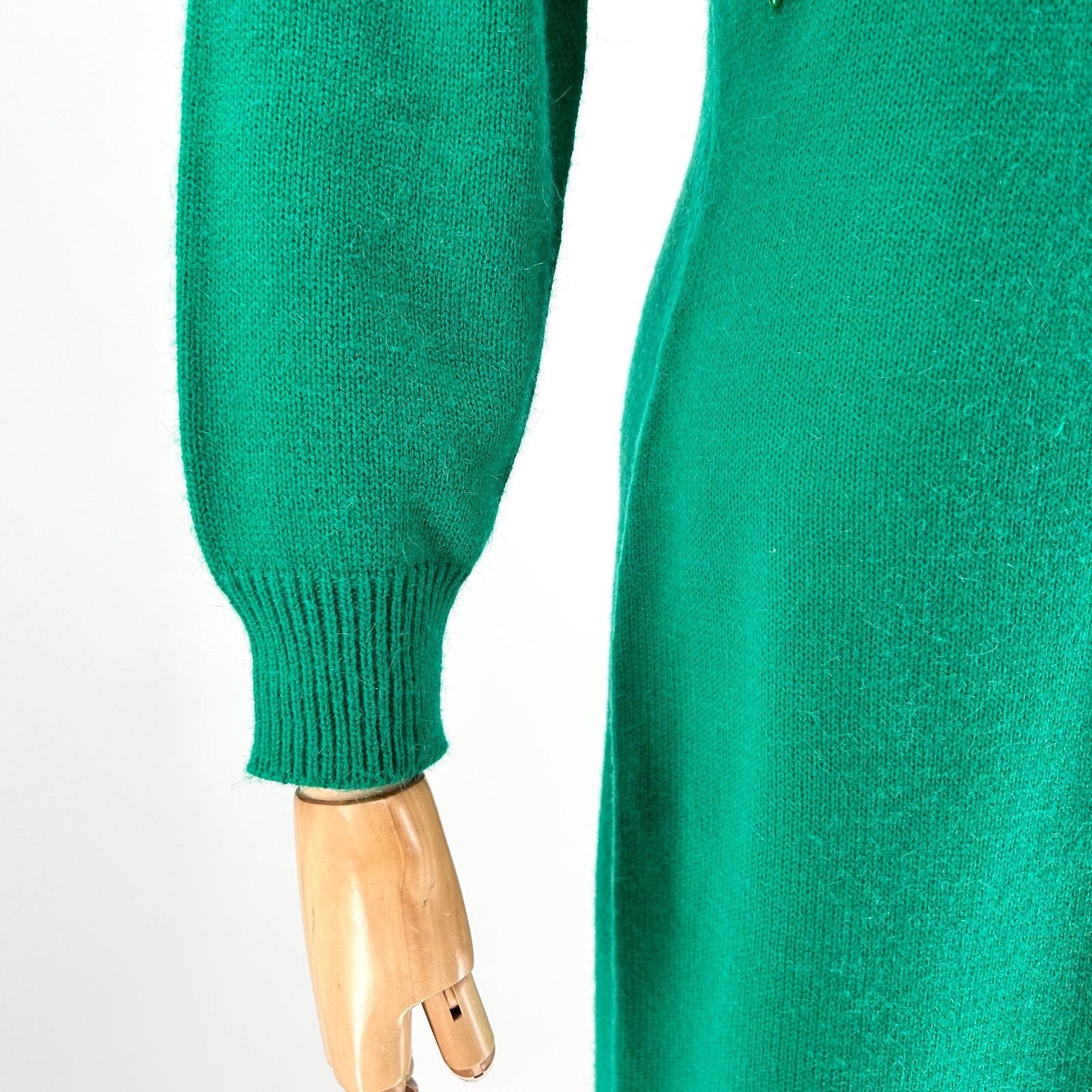 Vintage 80s Interim Green Sequin Shoulder Pad Knit Sweater Dress Size S / US 4 / IT 40 - 6 Thumbnail