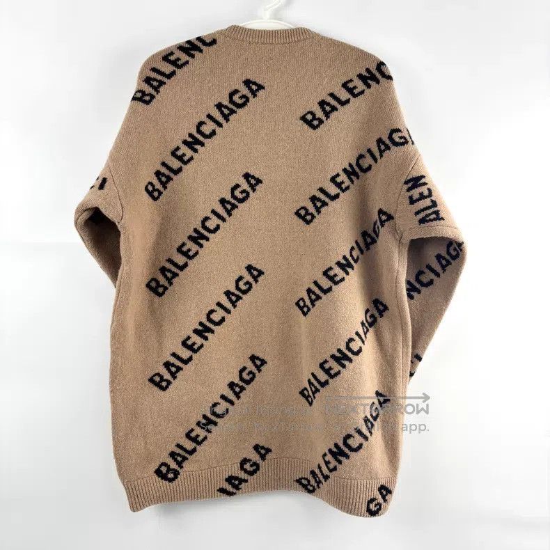 Balenciaga Balenciaga Letter Logo Full Print Wool Sweater Size US XS / EU 42 / 0 - 2 Thumbnail