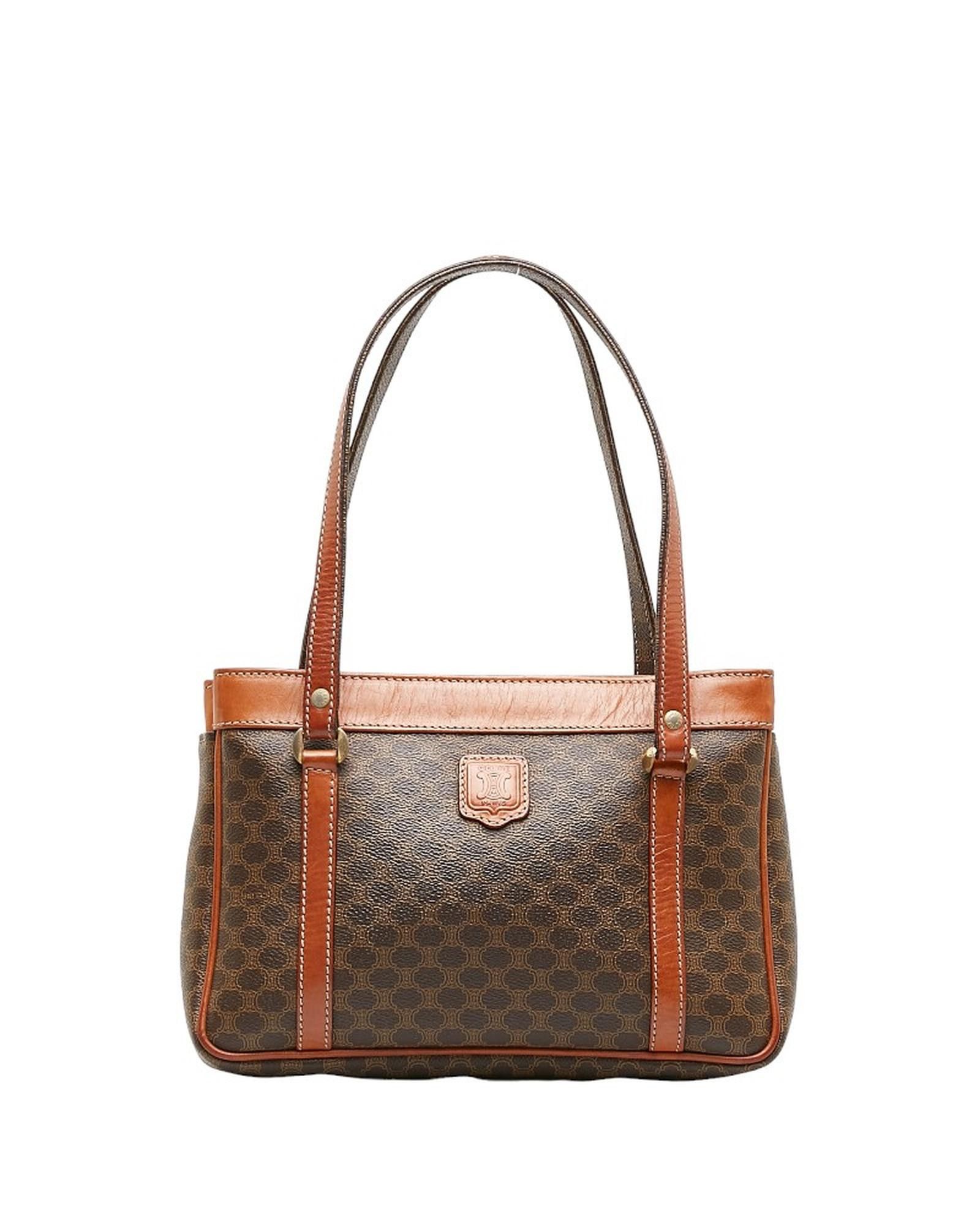 image of Celine Brown Canvas Handbag In Ab Condition, Women's