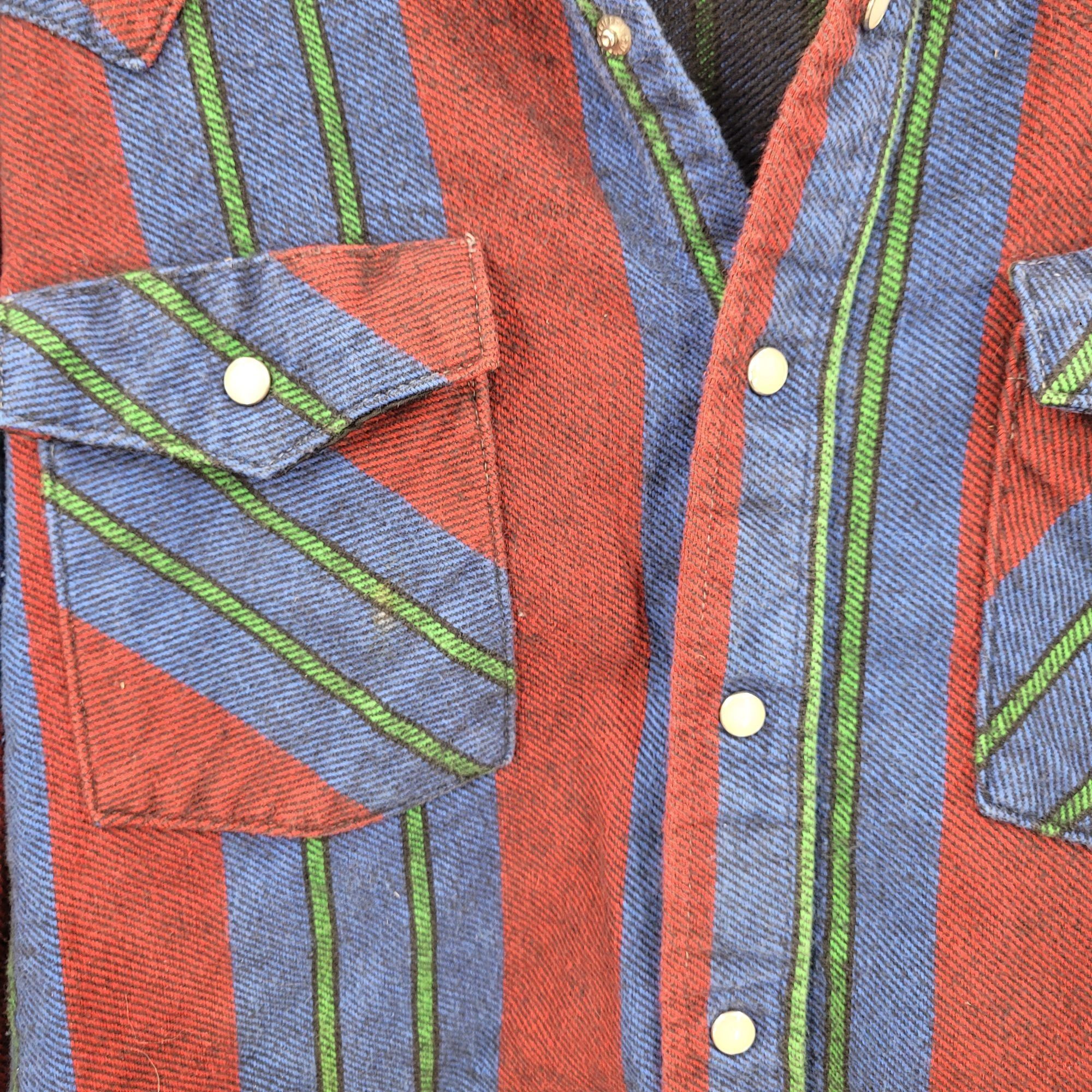 Vintage Vintage Western Striped Pearl Snap Flannel Shirt XL Outdoor Size US M / EU 48-50 / 2 - 7 Thumbnail