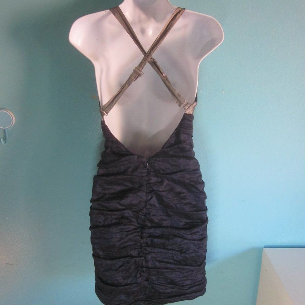 Bcbgmaxazria BCBG Maxazaria Blue and Silver Metallic Cocktail Party Dress Size S / US 4 / IT 40 - 5 Thumbnail