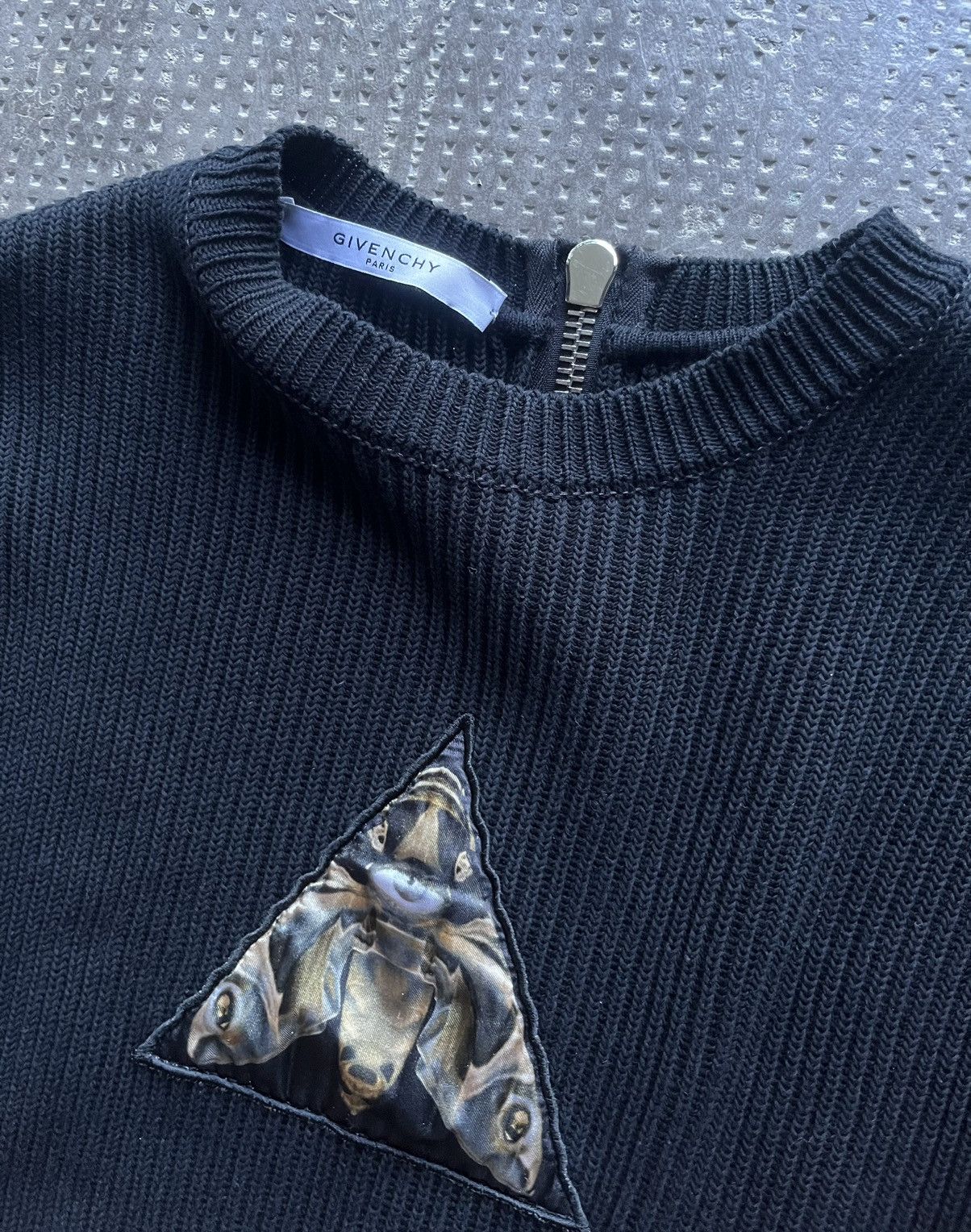 Givenchy Givenchy Black Ribbed Sweater with Triangle Graphic Size US M / EU 48-50 / 2 - 2 Thumbnail