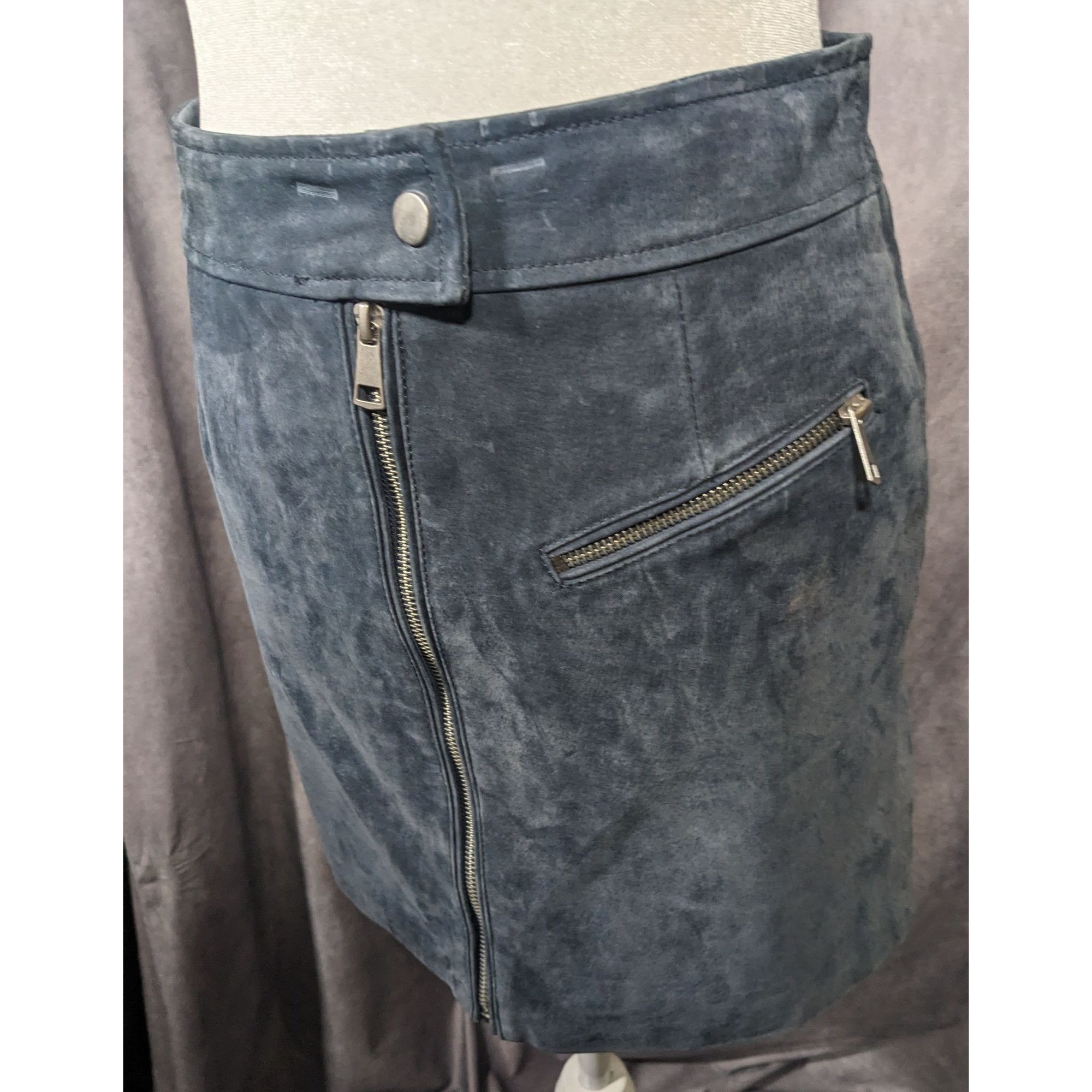 Other Bagatelle NYC Blue/Grey Suede Full Zip Mini Skirt Size Small Size 28" / US 6 / IT 42 - 10 Thumbnail