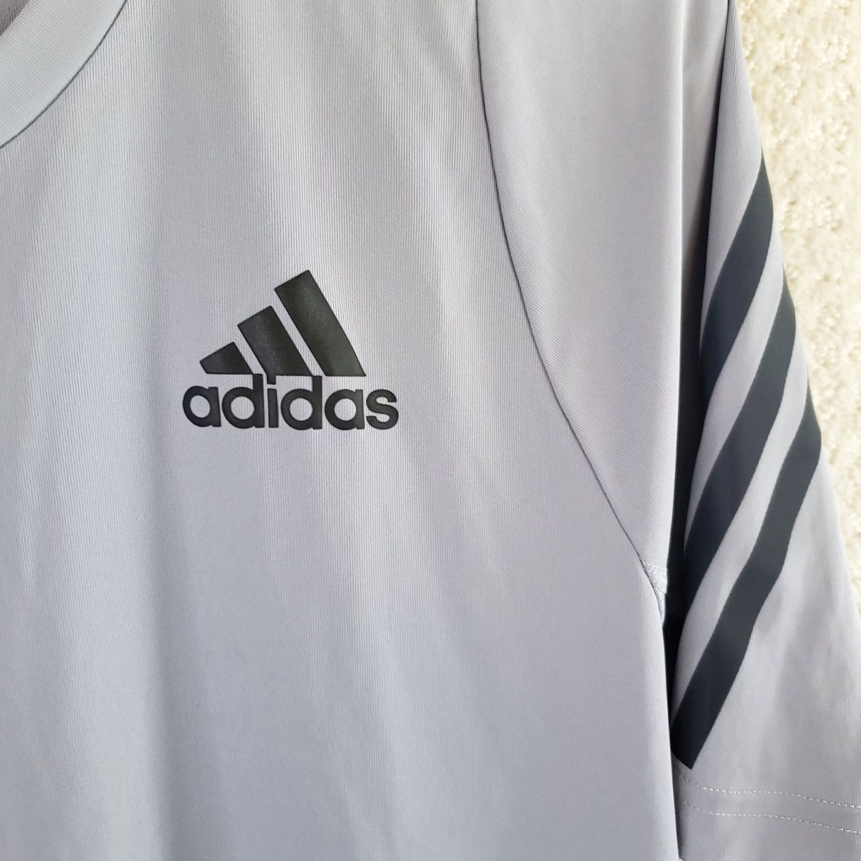 Adidas Adidas T-Shirt Men M Gray Aeroready Own the Run 3-Stripes S/S Performance Moisture Wicking Quick Dry Crew Neck Short Sleeve Shirt Size US M / EU 48-50 / 2 - 4 Thumbnail
