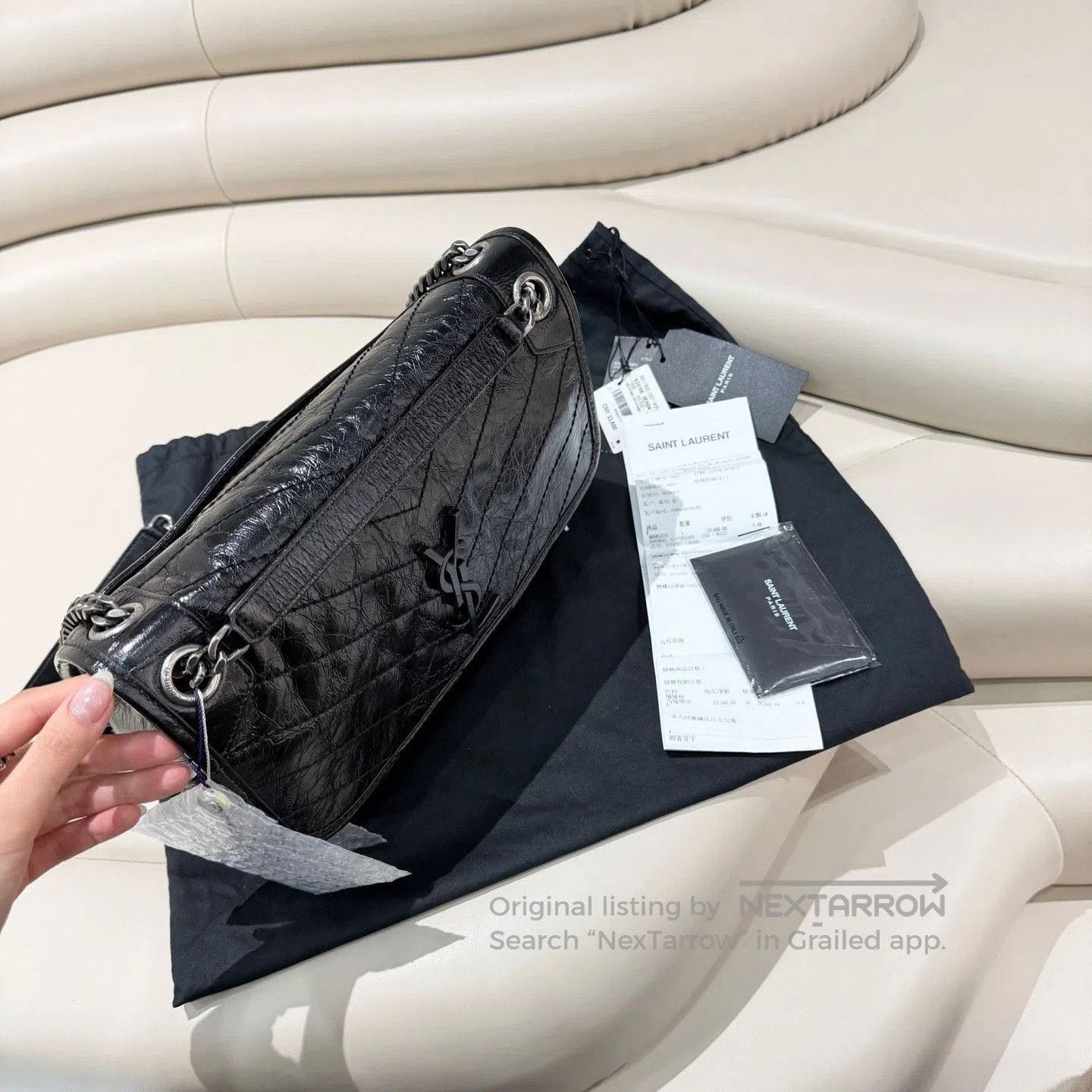 Yves Saint Laurent YSL Black Silver Medium Niki. Size ONE SIZE - 6 Thumbnail