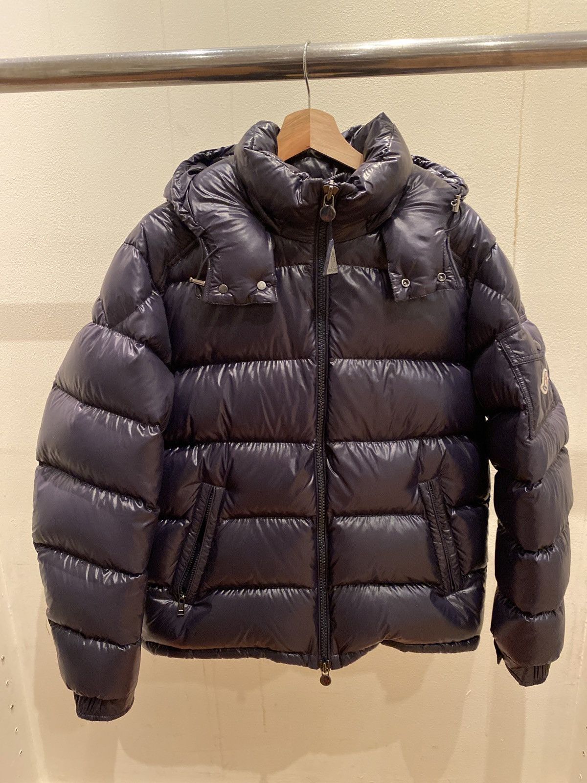 image of Moncler Maya Giubbotto Down Jacket in Navy, Men's (Size XL)