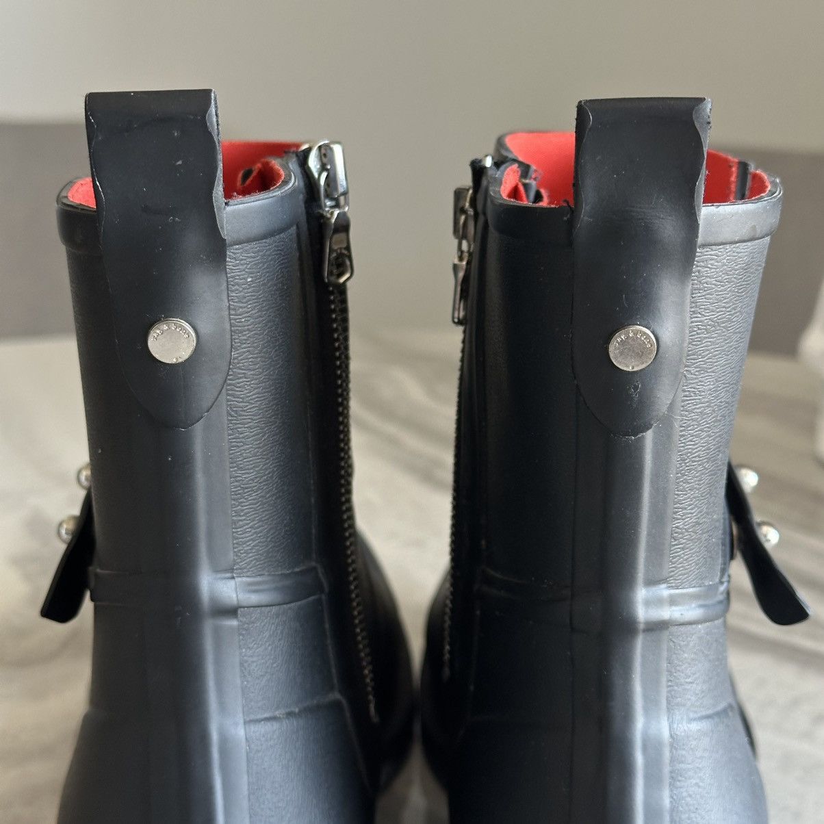 Rag & Bone rag & bone New York Moto Rain Black Rubber Boots Size US 10.5 / IT 40.5 - 10 Thumbnail