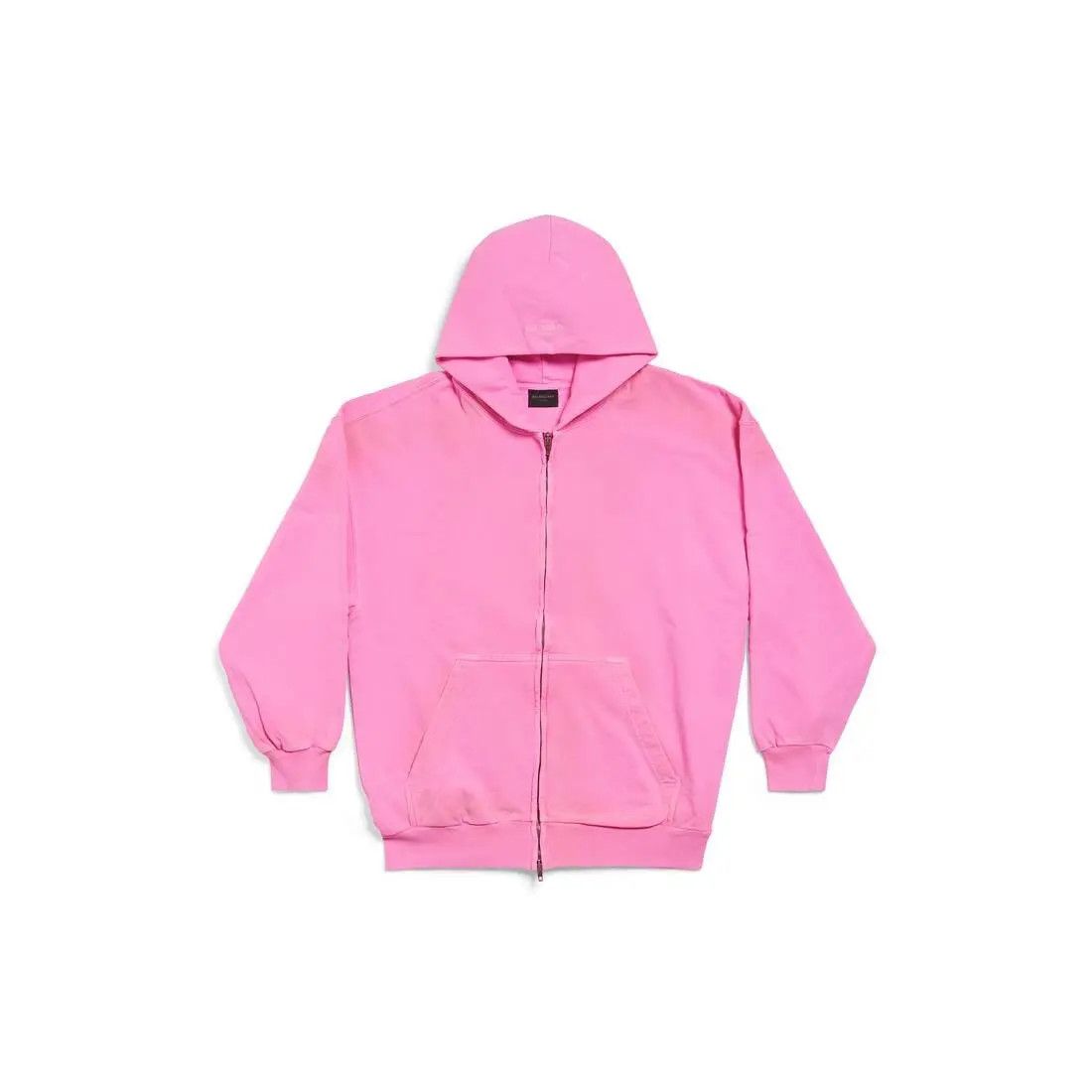 Balenciaga o1bcso1str0625 Paris Zip-Up Hoodie Small Fit in Fluo Pink Size L / US 10 / IT 46 - 1 Thumbnail