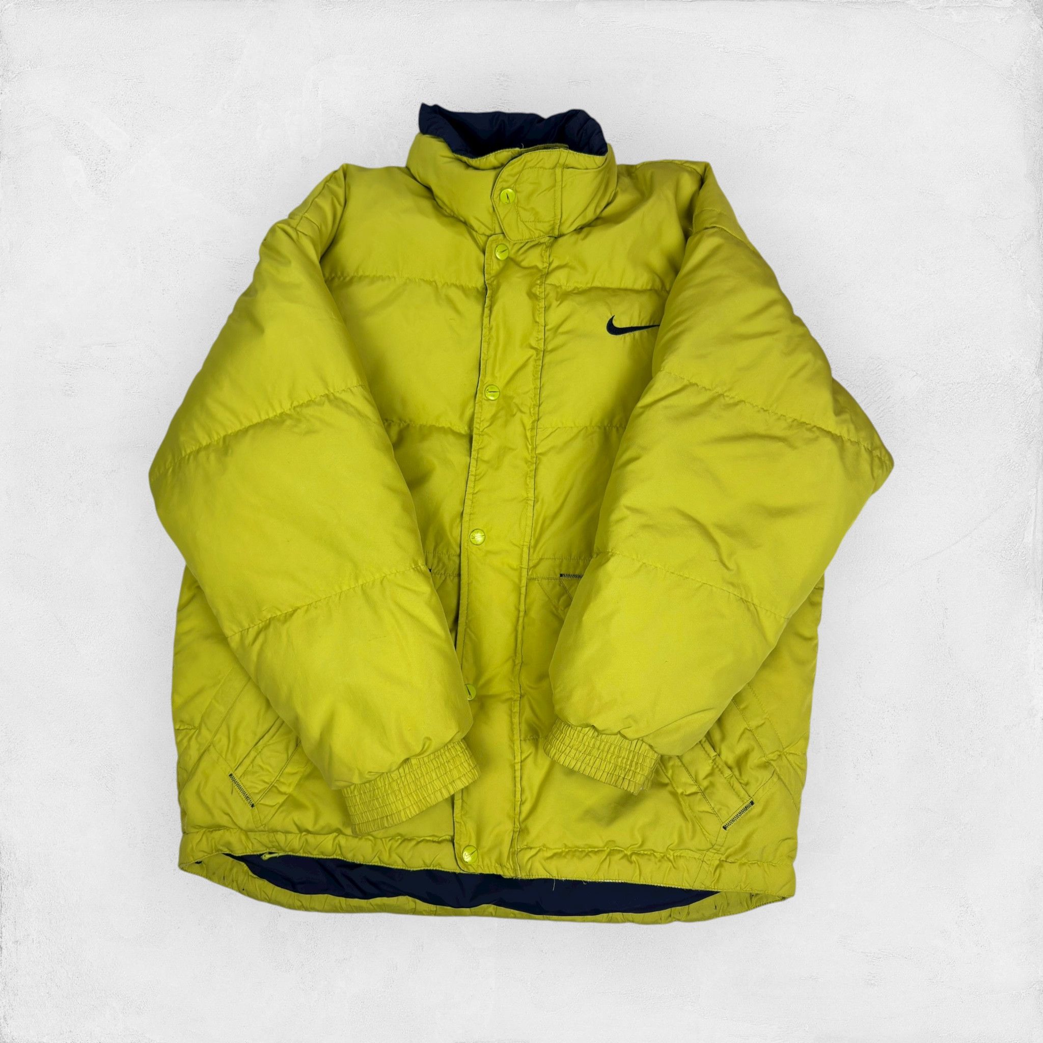 Nike Vintage Nike Mens Lime Green Swoosh Full Zip Puffer Jacket S Size US S / EU 44-46 / 1 - 2 Thumbnail