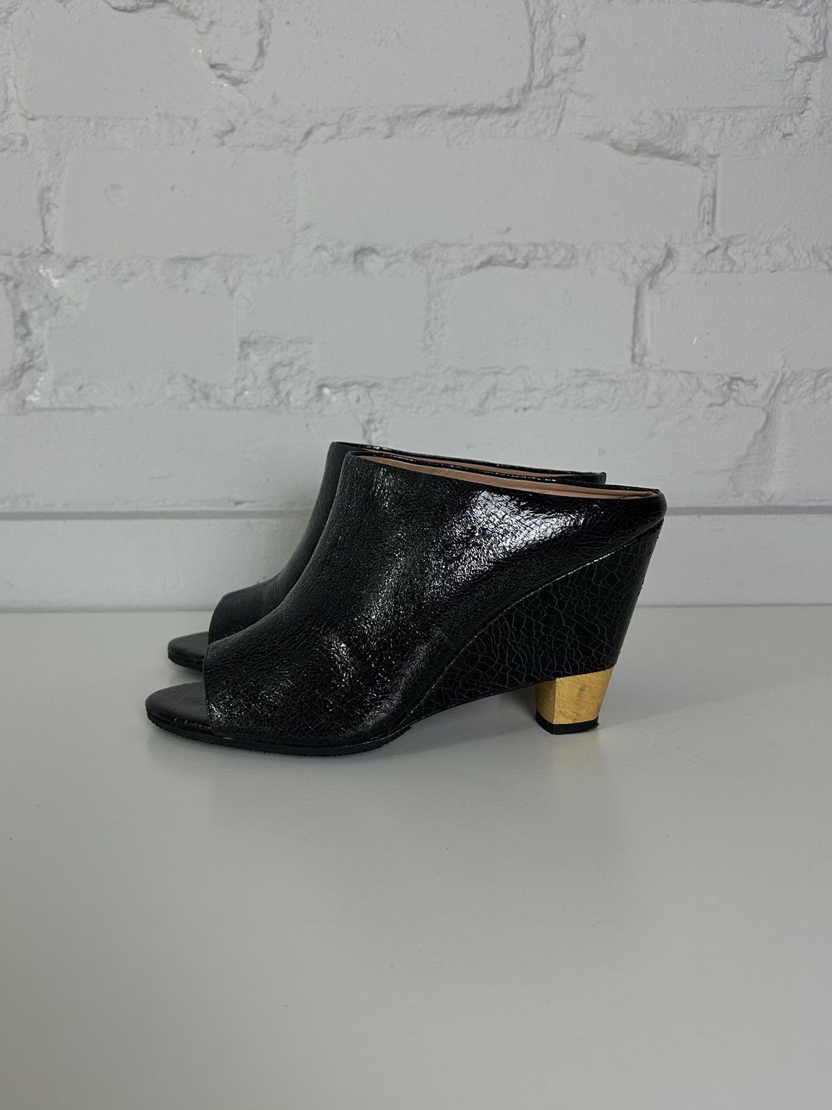 Other Italian vintage leather waxed wedge platform mules Size US 7.5 / IT 37.5 - 3 Thumbnail