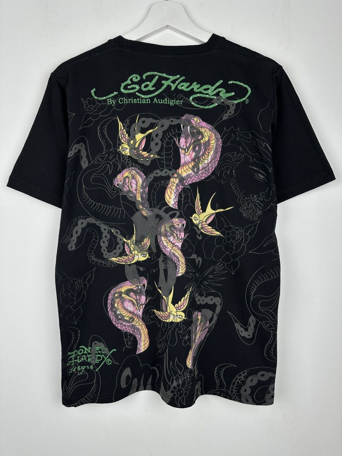 Ed Hardy Y2K Ed Hardy Big Logo Snake Skull Rhinestones T Shirt Tee Size US L / EU 52-54 / 3 - 2 Thumbnail
