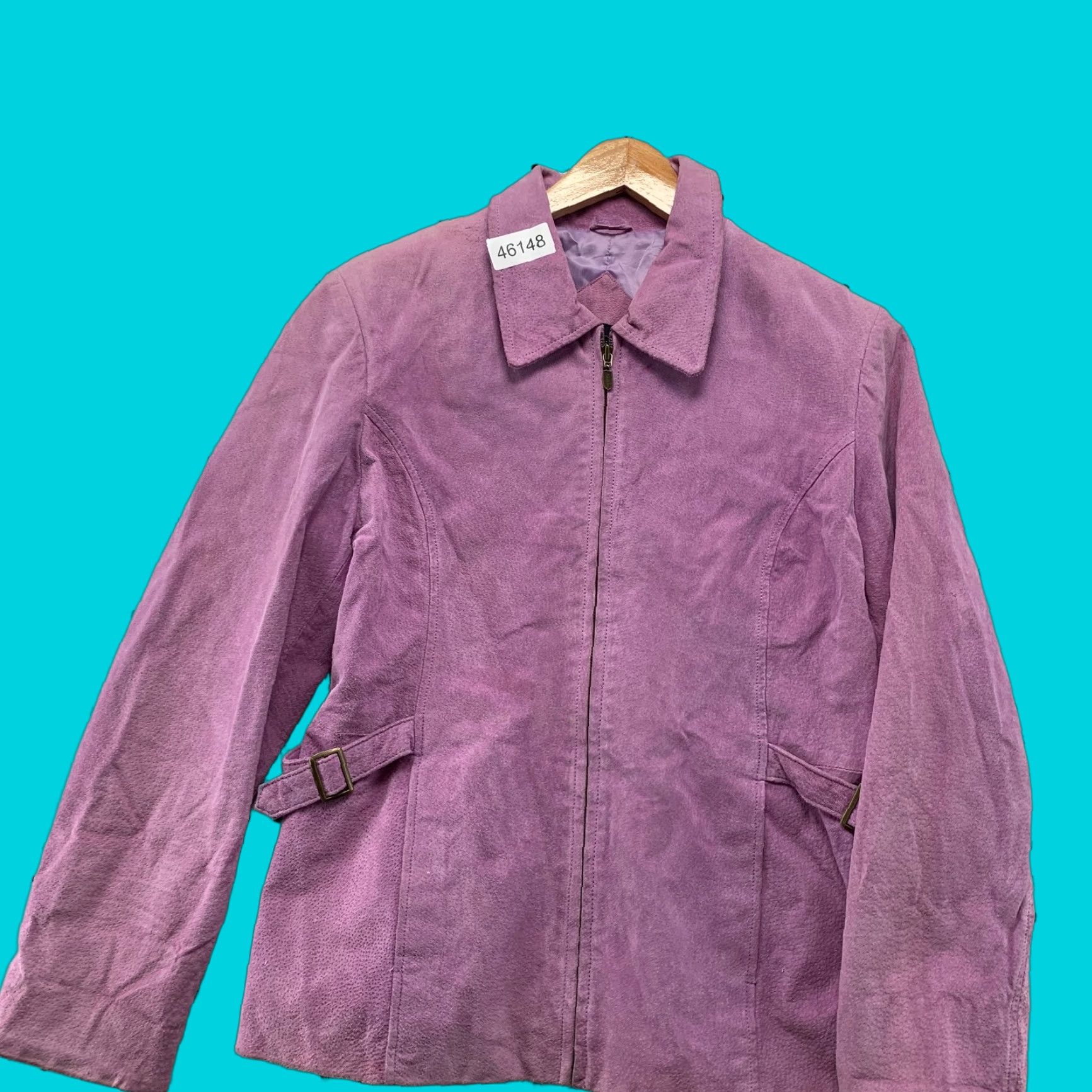 Vintage Relativity Suede Jacket Womens Medium Purple Zip Collared Jacket Size M / US 6-8 / IT 42-44 - 1 Thumbnail