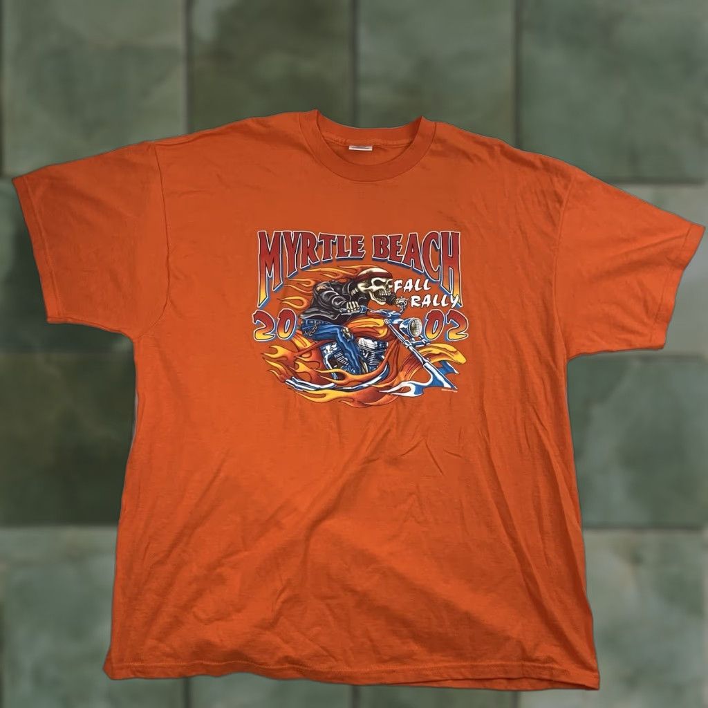 Delta VINTAGE Myrtle Beach Fall Rally 2002 Biker Shirt Adult 2XL Orange Y2K Motorcycle Shirt Mens 2XL Size US XXL / EU 58 / 5 - 1 Thumbnail