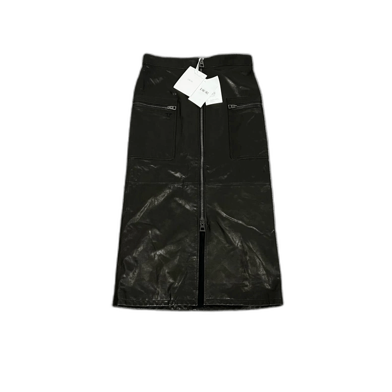 Dior Dior Black Leather Skirt with Bee Embroidery-2506 Size 35" - 1 Thumbnail