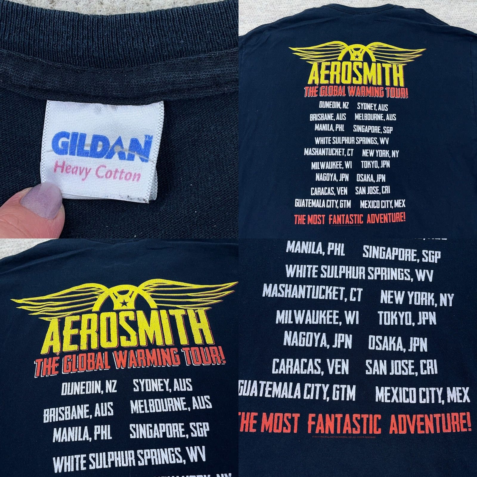 Gildan Aerosmith Shirt Men 2XL Black Band Tee Global Warming Tour Y2K Retro 2013 Graphic Print Crew Neck Short Sleeve Cotton Gildan T-Shirt Mens Size US XXL / EU 58 / 5 - 8 Thumbnail
