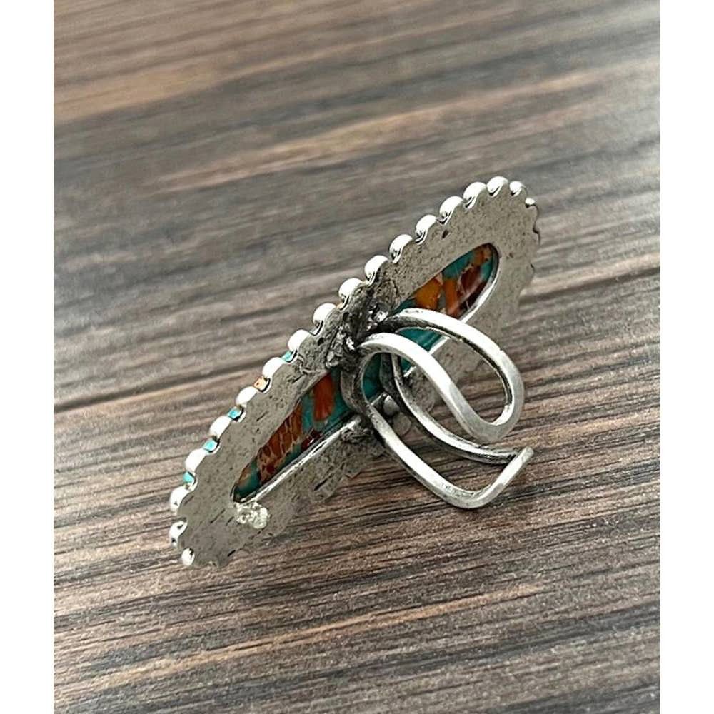 Other Southwestern Gemstone Adjustable Statement Cuff Ring with Br Size ONE SIZE - 2 Thumbnail