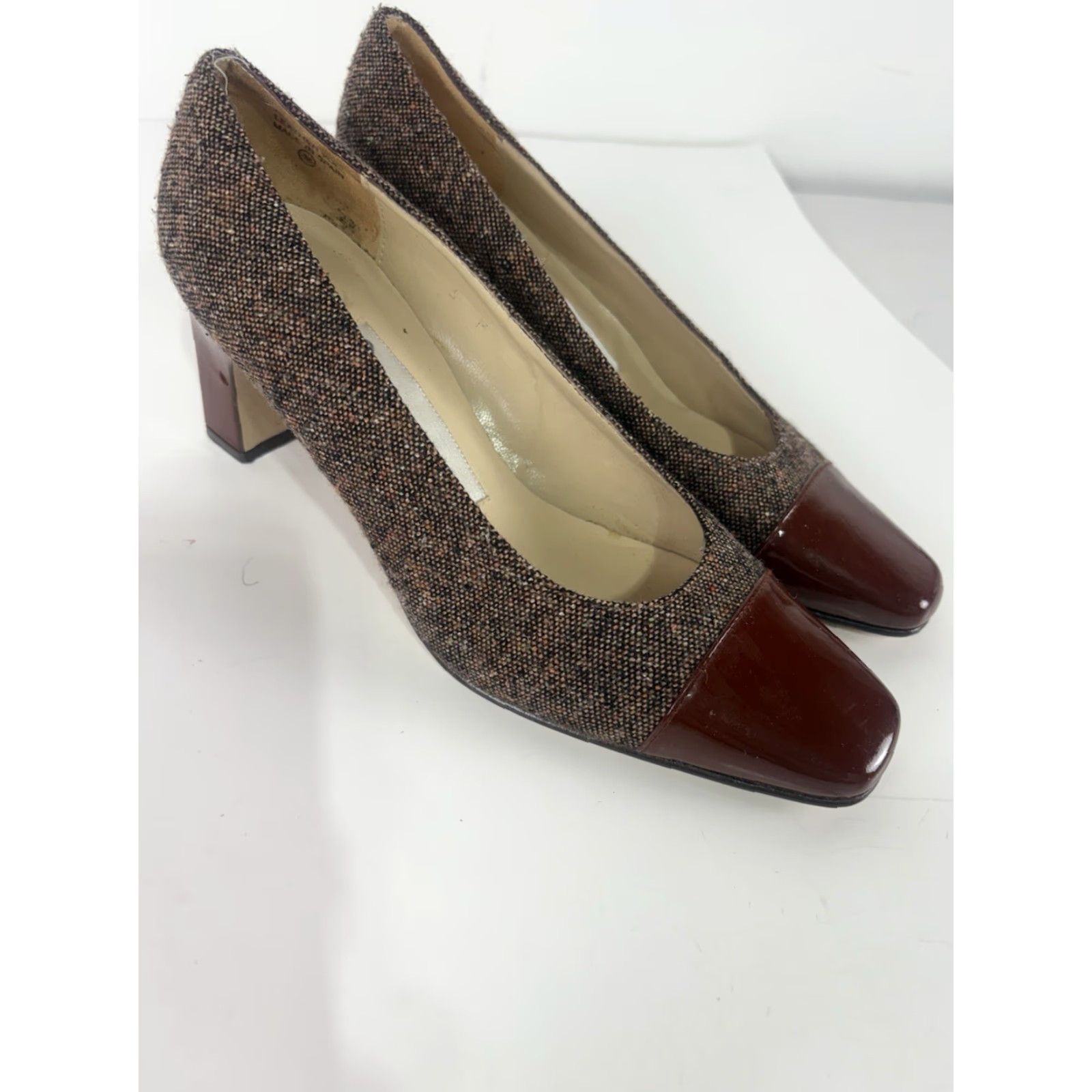 Etienne Aigner Etienne Aigner Strada Fabric Upper 2.5in Square Toe Heels Womens Size 6M Spain Size US 6 / IT 36 - 3 Thumbnail